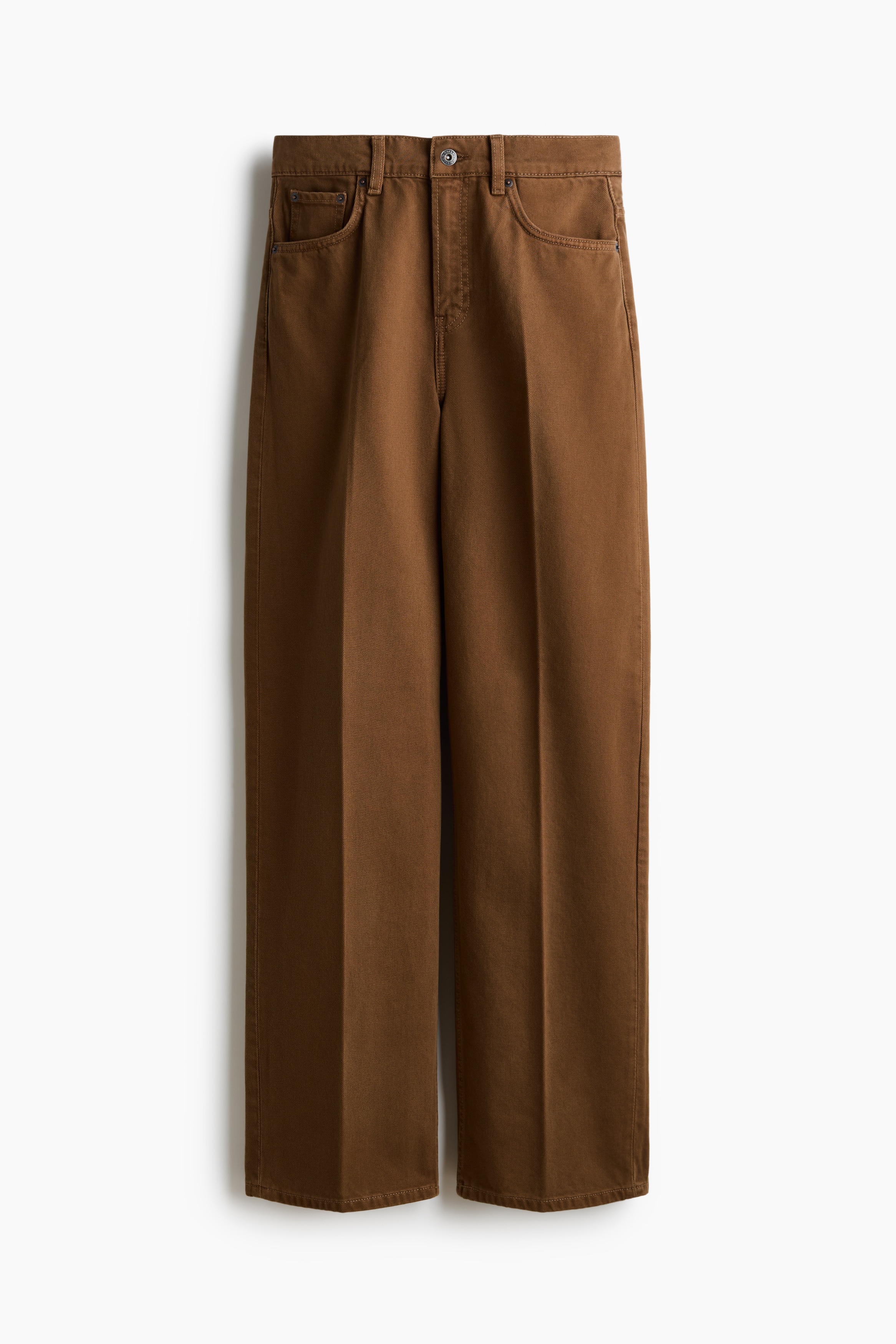 Jeans largos com pernas vincadas - Castanho/Preto