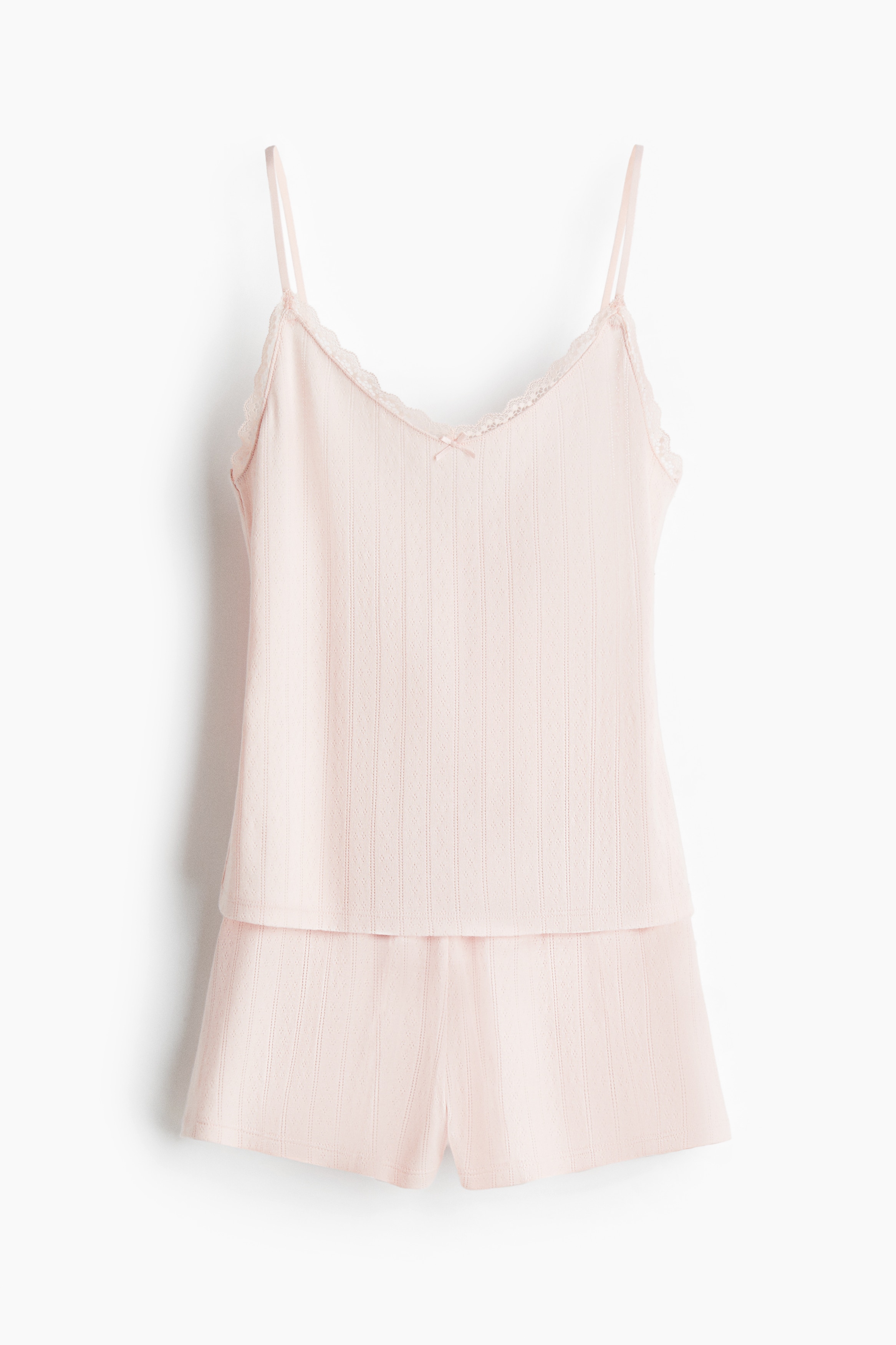 Cotton Pointelle Pyjama Set - Powder pink/Pale turquoise/White/Floral/Light yellow/White