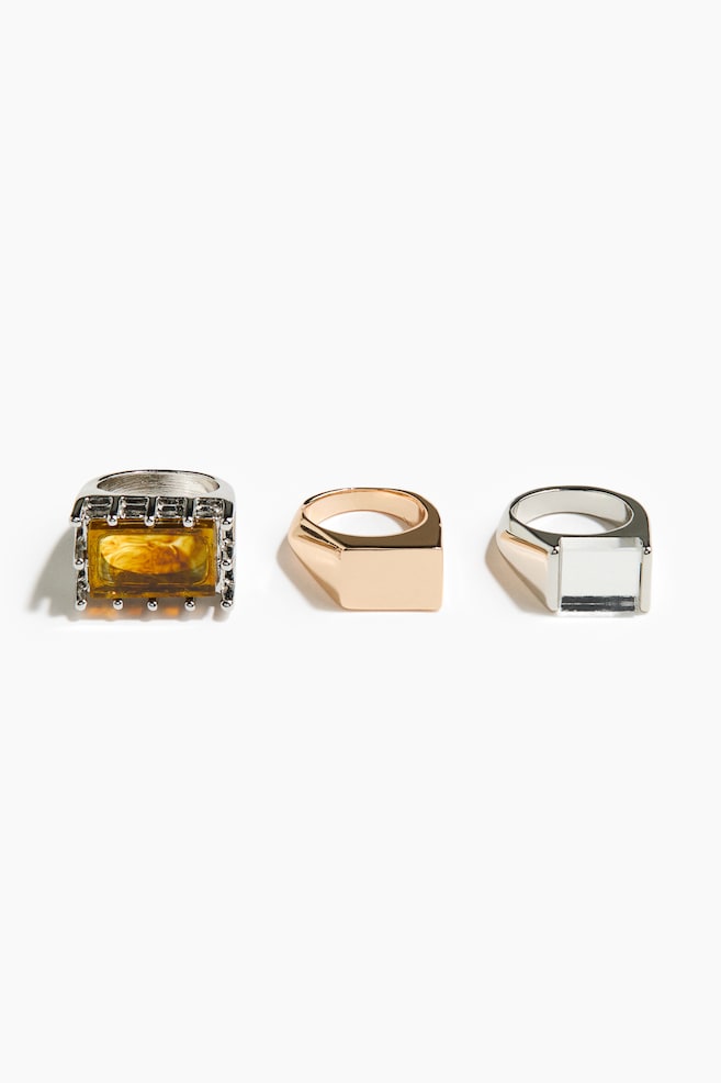 3-pack chunky rings - Silver-coloured/Gold-coloured - 1