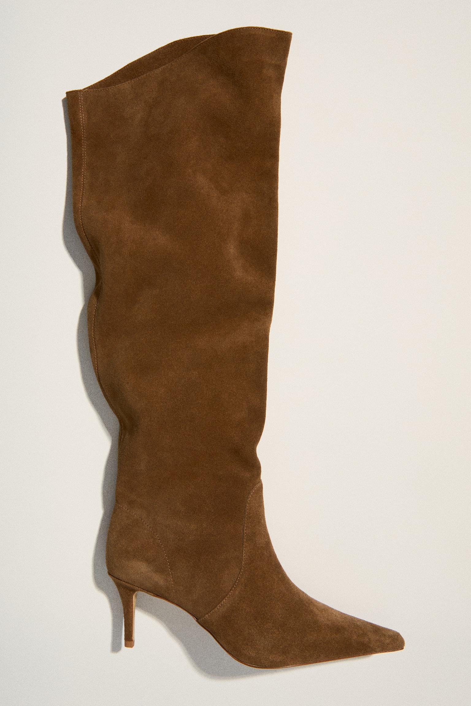 Knee-high split suede boots - Brown - 1