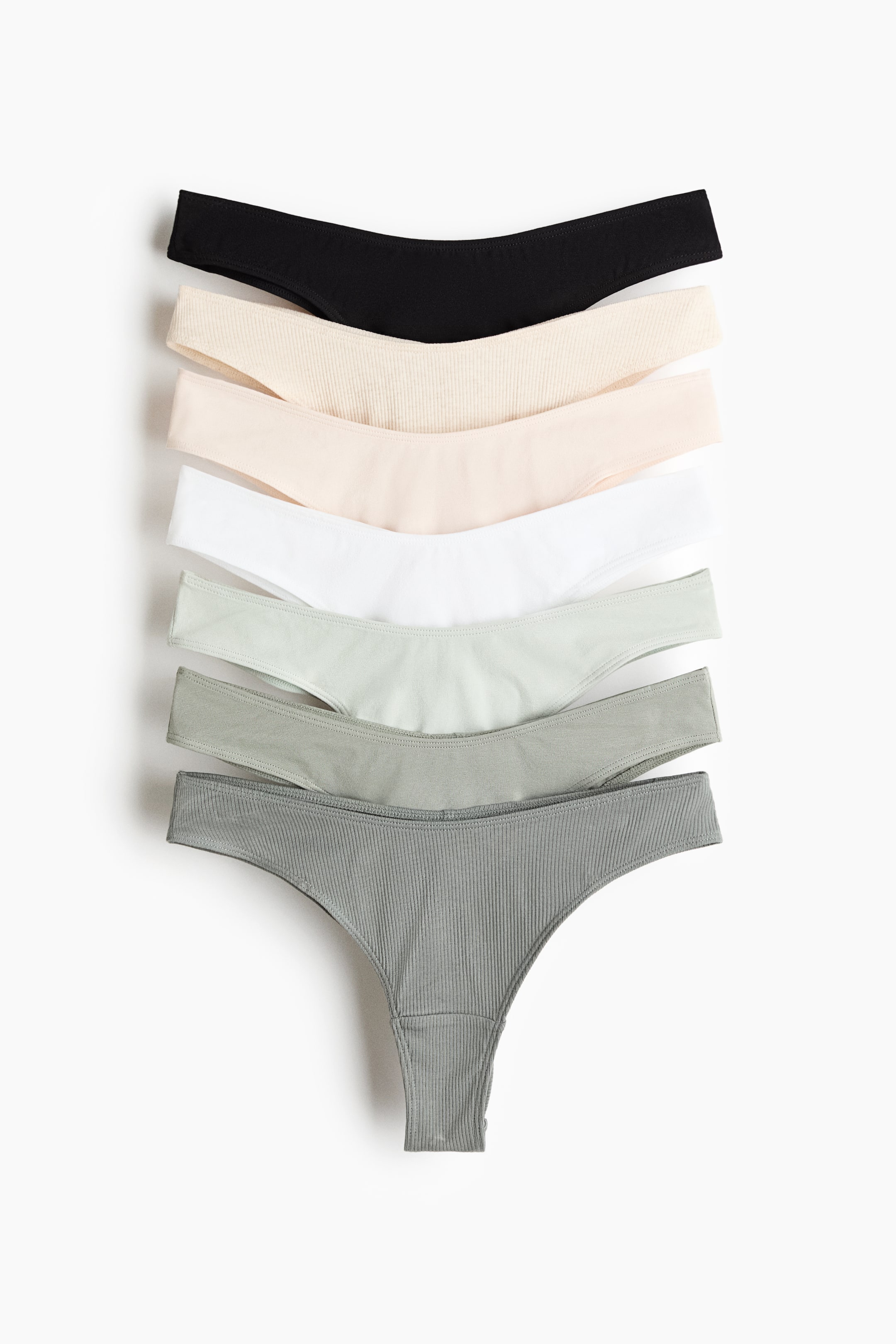 View larger image: 7-pack Cotton Brazilian Briefs - Black/Light green/Light beige - Ladies | H&M AU 1
