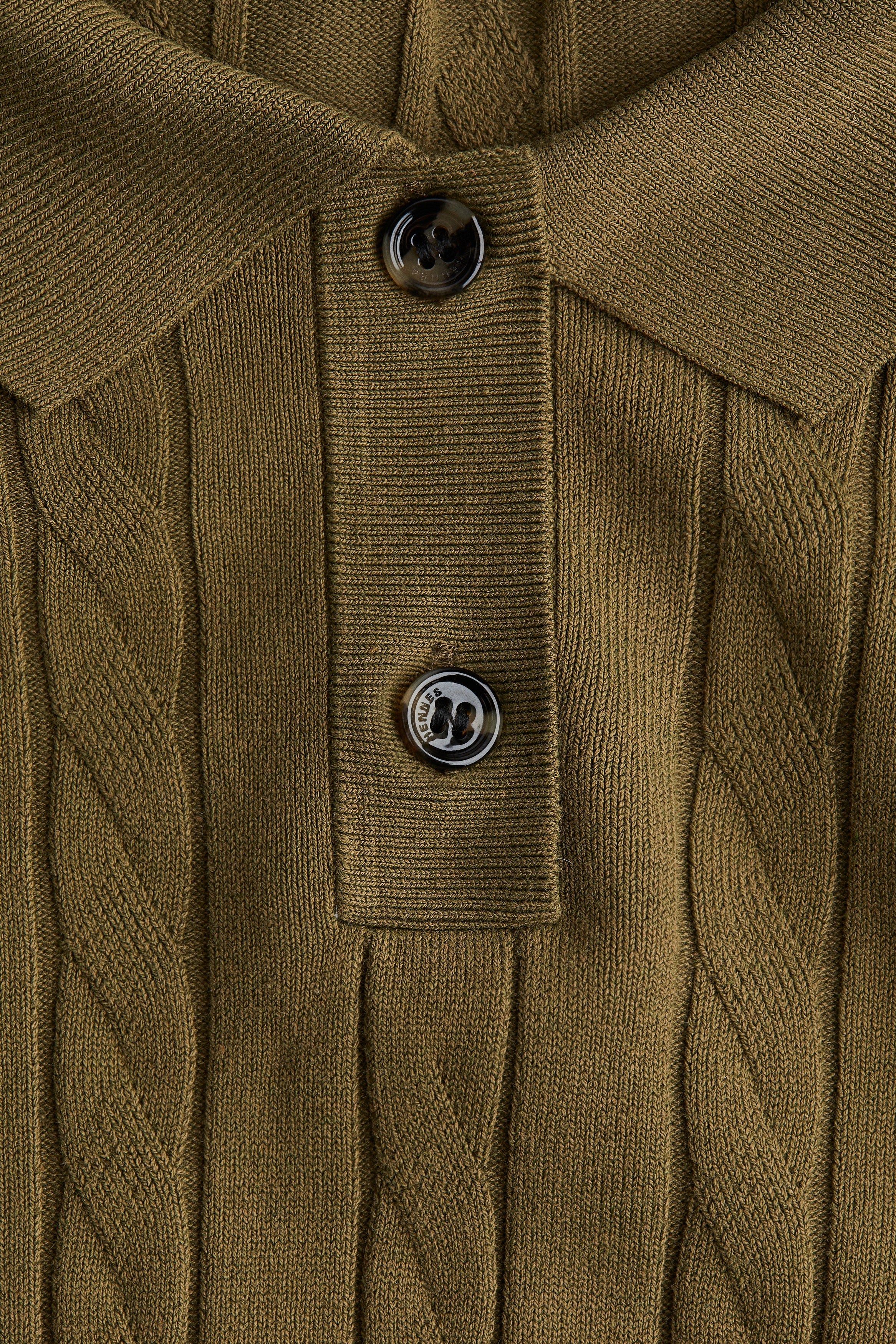Cable-knit polo shirt