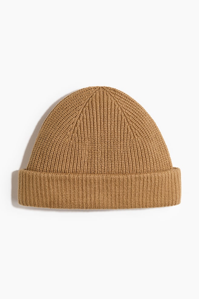 Berretto in maglia a coste - Beige scuro/Grigio - 1