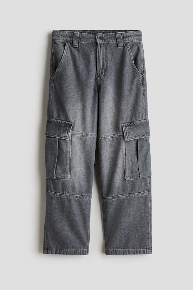 Baggy Fit Cargo Jeans - Washed grey/Light denim blue - 1
