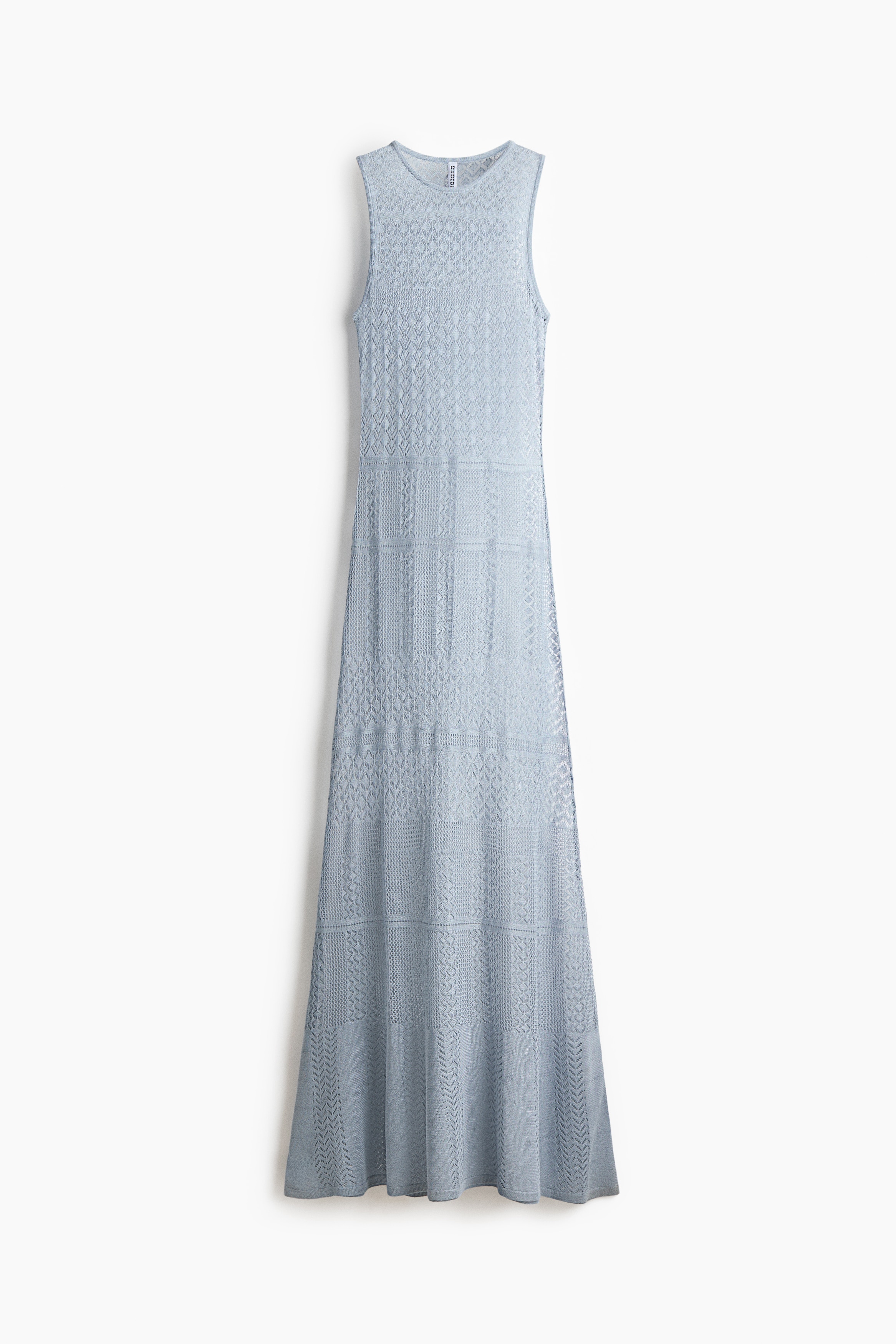 Crochet-Look Maxi Dress - Light blue