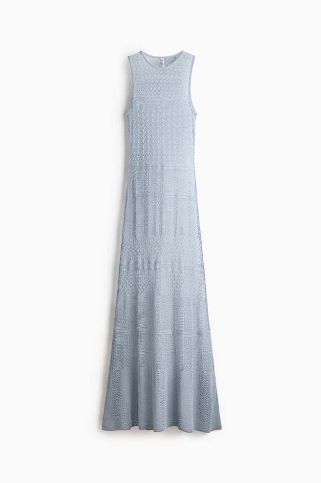 Crochet-Look Maxi Dress - Light blue - 1