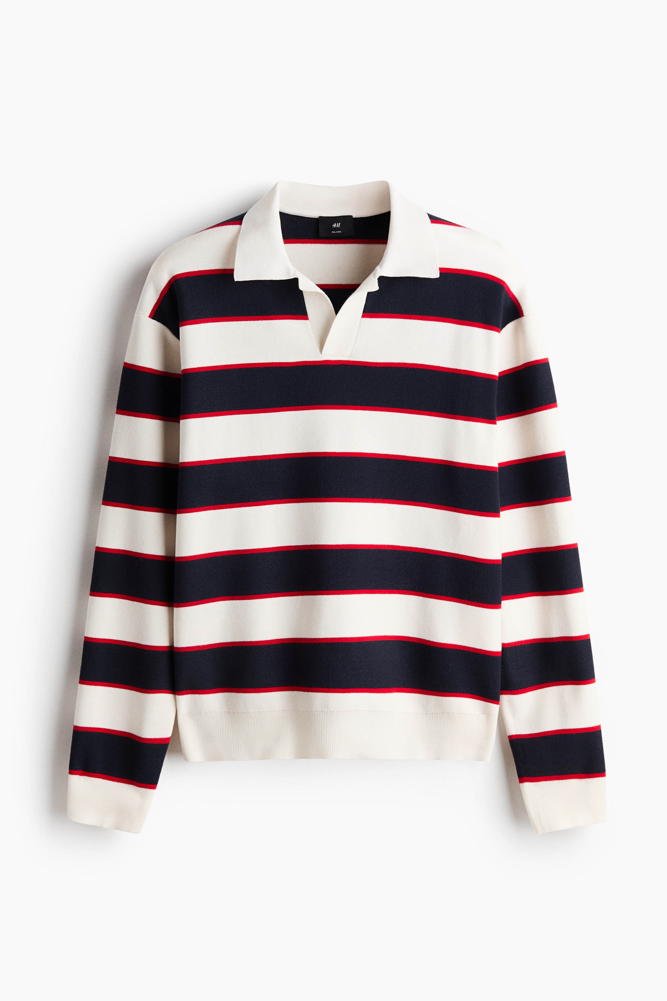 Relaxed-Fit Polo Shirt - Navy blue/striped/Black/striped
