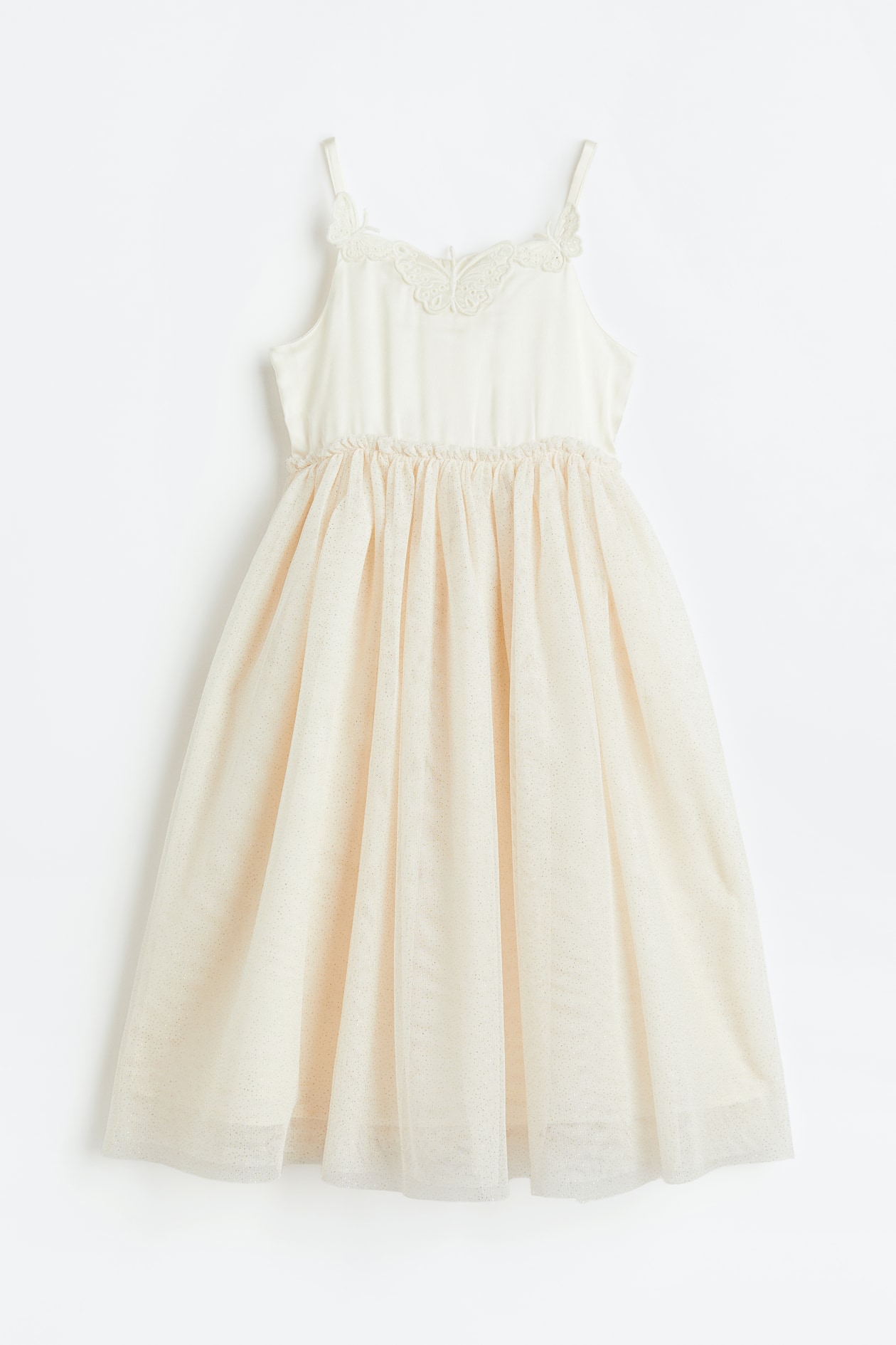 Tulle Dress - Round Neck - Sleeveless - Cream/butterflies - Kids | H&M US