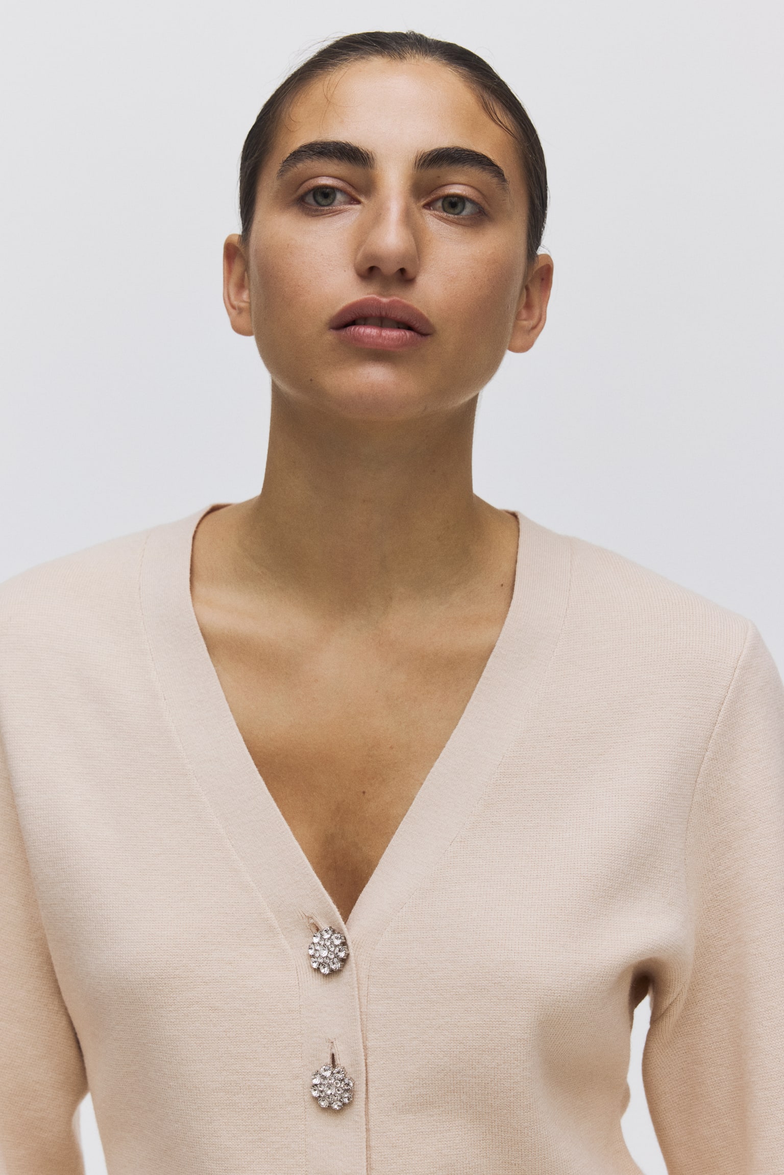 Gilet en maille - Beige clair/Noir/Gris foncé chiné/Marron - 5