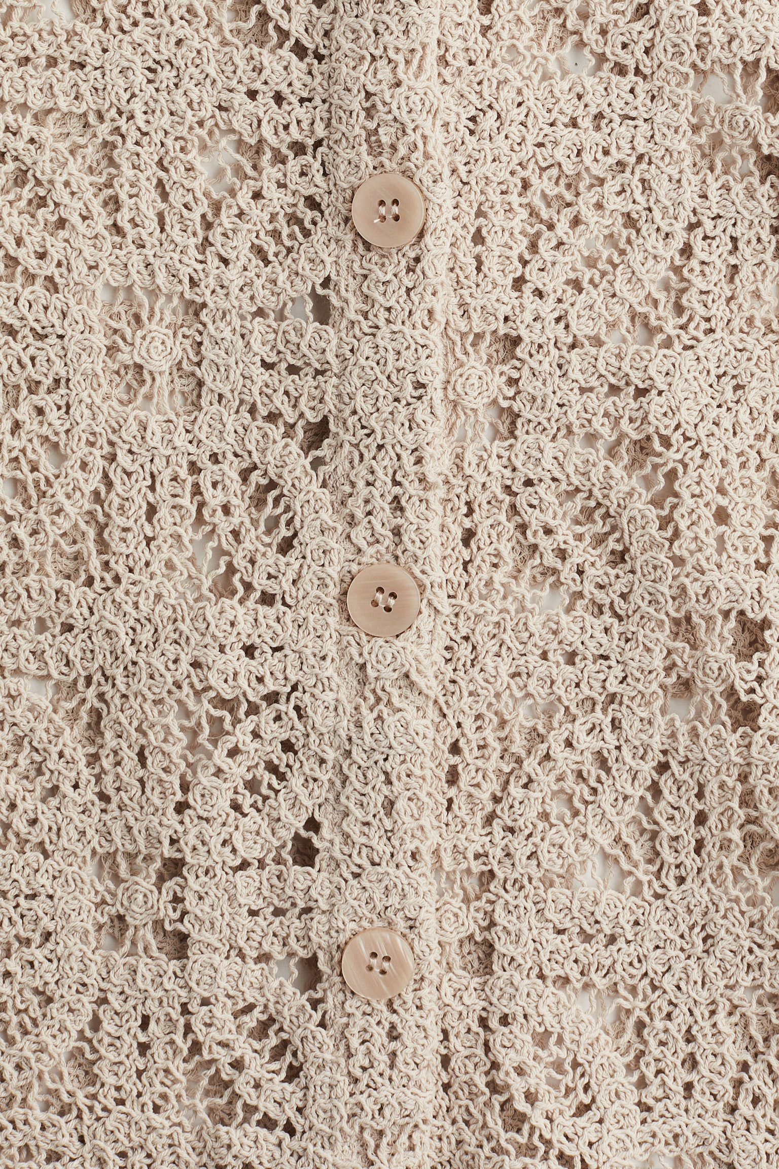 Crochet Look Cardigan - Light beige/Natural white - 5