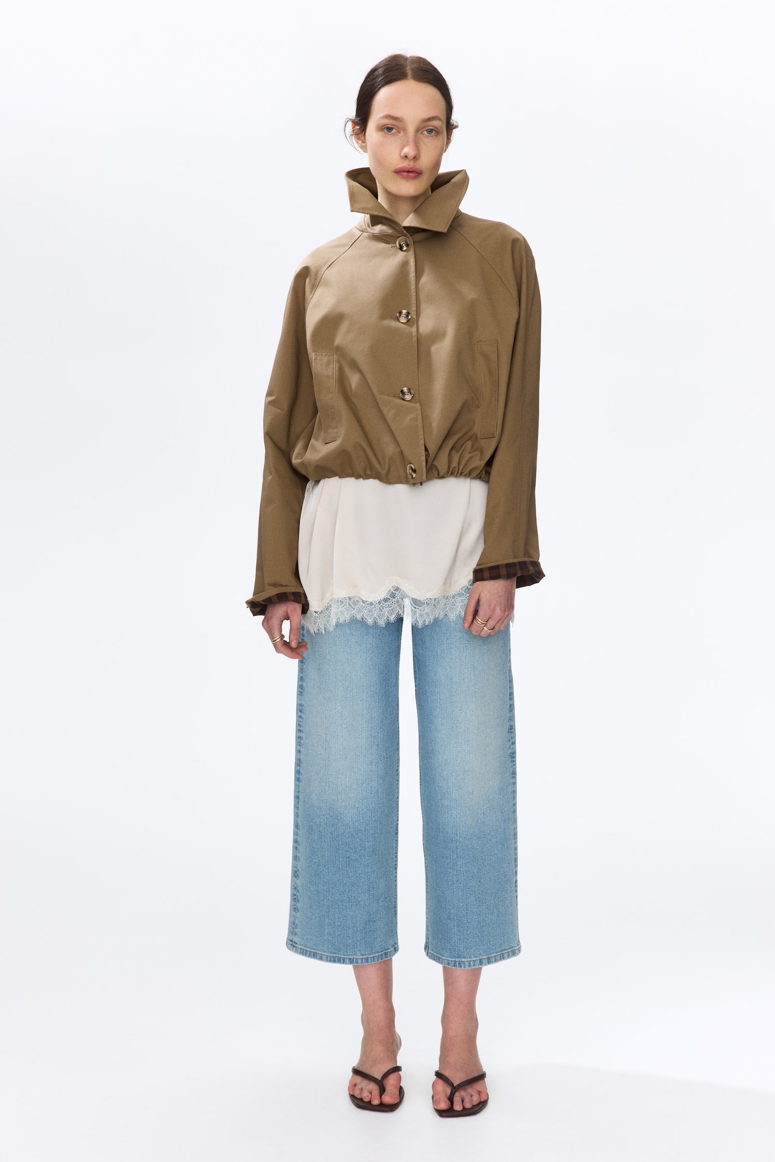 Wide High Waist Ankle Jeans - Light denim blue/White/Dark denim blue/Denim blue/Beige - 6