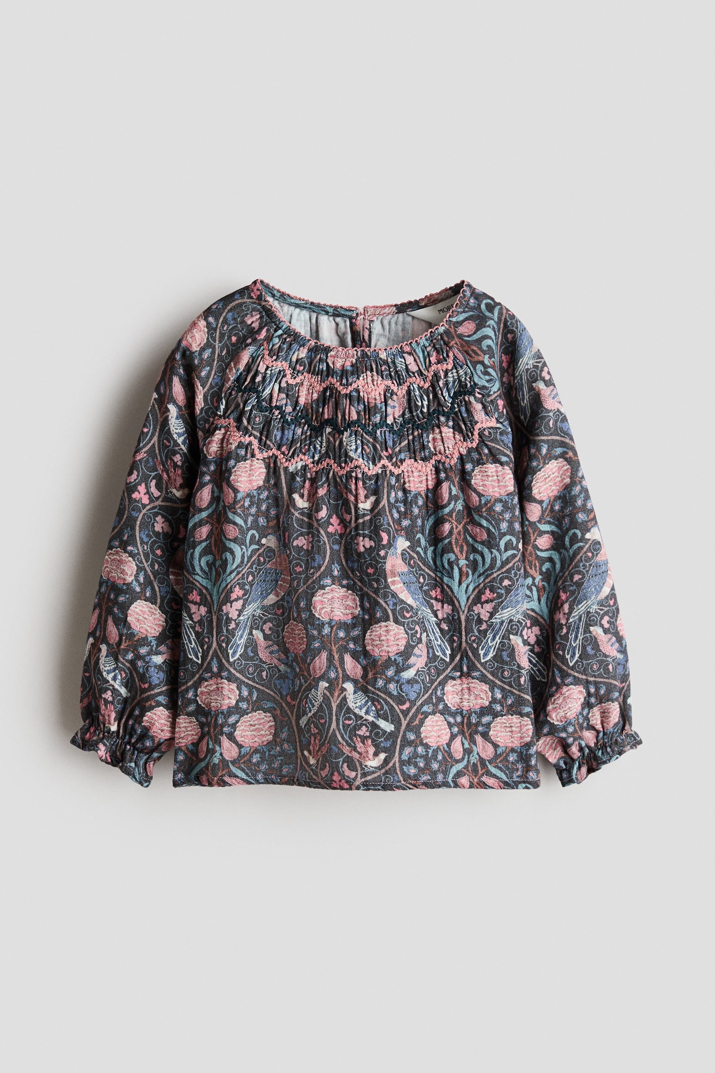 Patterned muslin blouse - Dark turquoise/Patterned