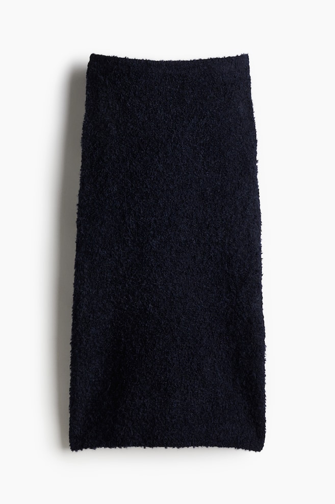 Falda midi en punto bouclé - Azul marino/Crema - 1