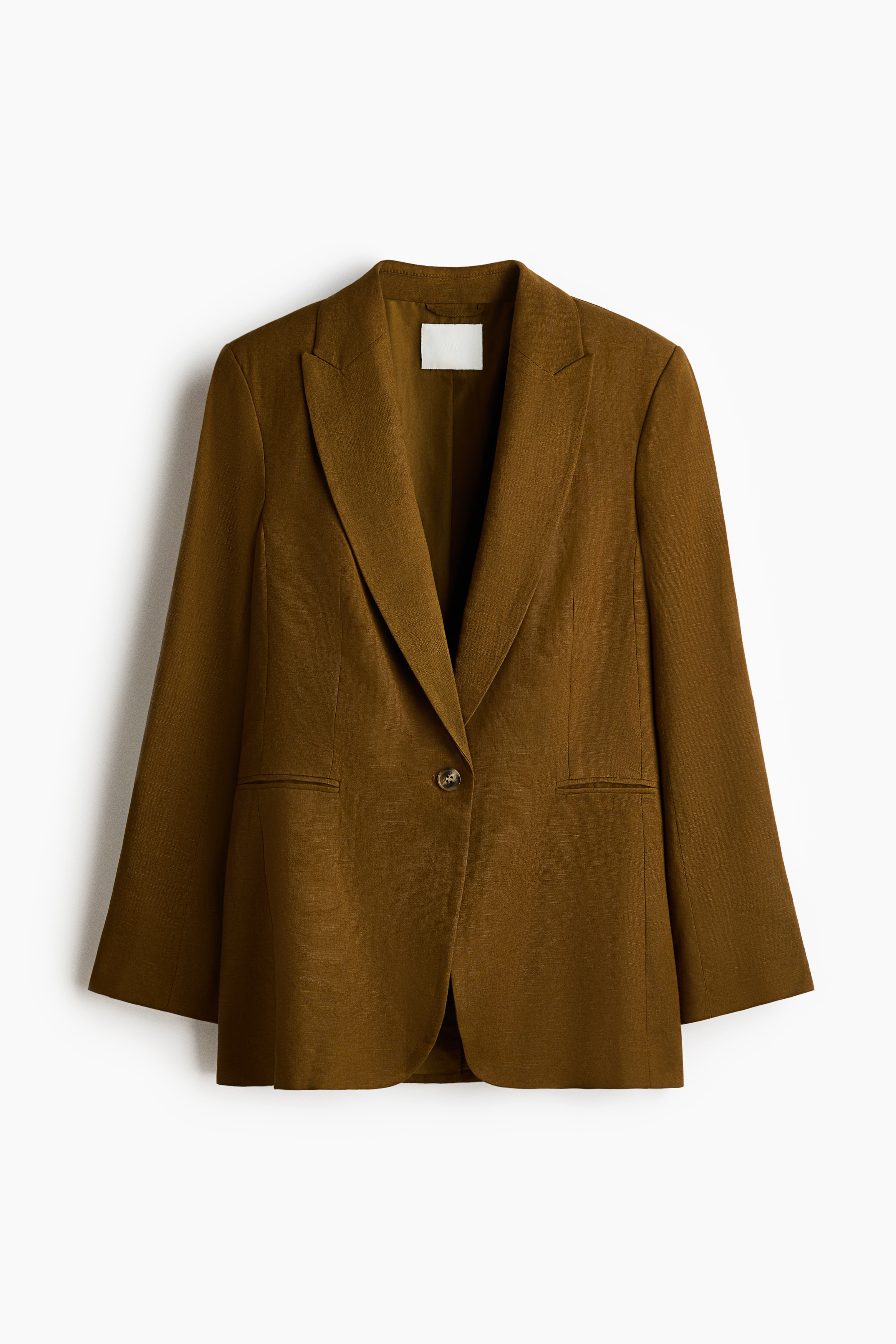 Linen-blend blazer - Dark khaki green/Light beige/Dark brown/White