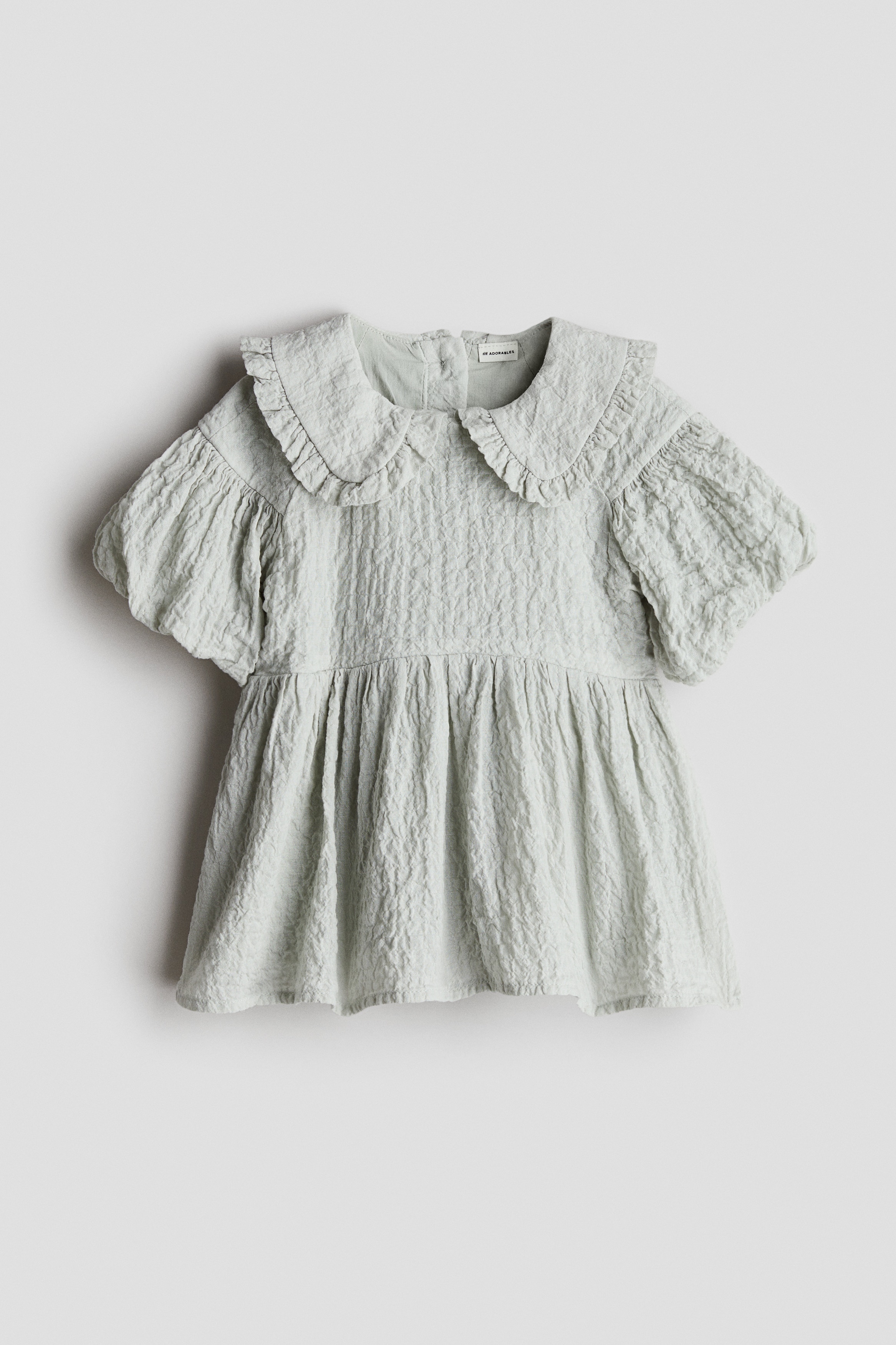 Kabarık Kollu ve Pamuklu Elbise - Açık haki