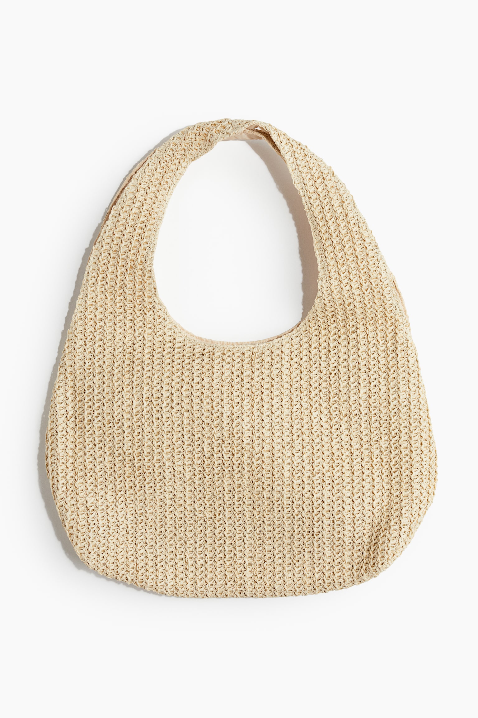 Straw Shoulder Bag - Beige/Dark beige - 1