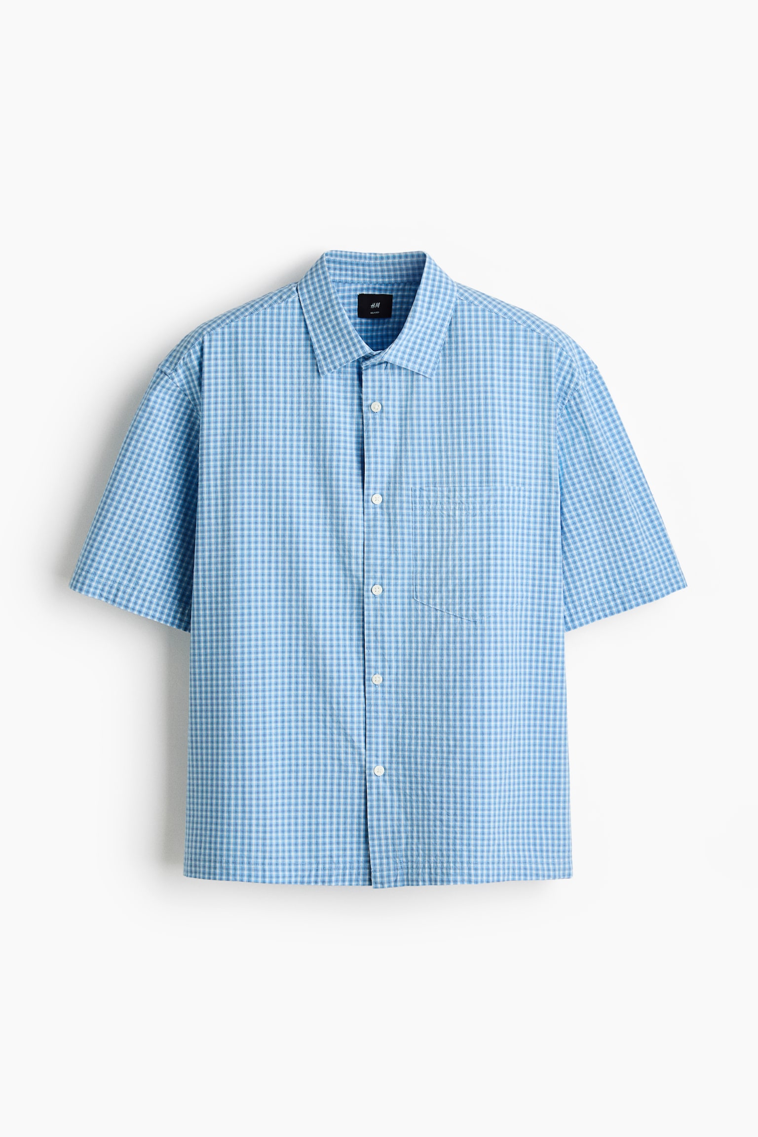 Relaxed-Fit Cotton Shirt - Light blue/checked/Navy blue/checked/Khaki green/checked - 1