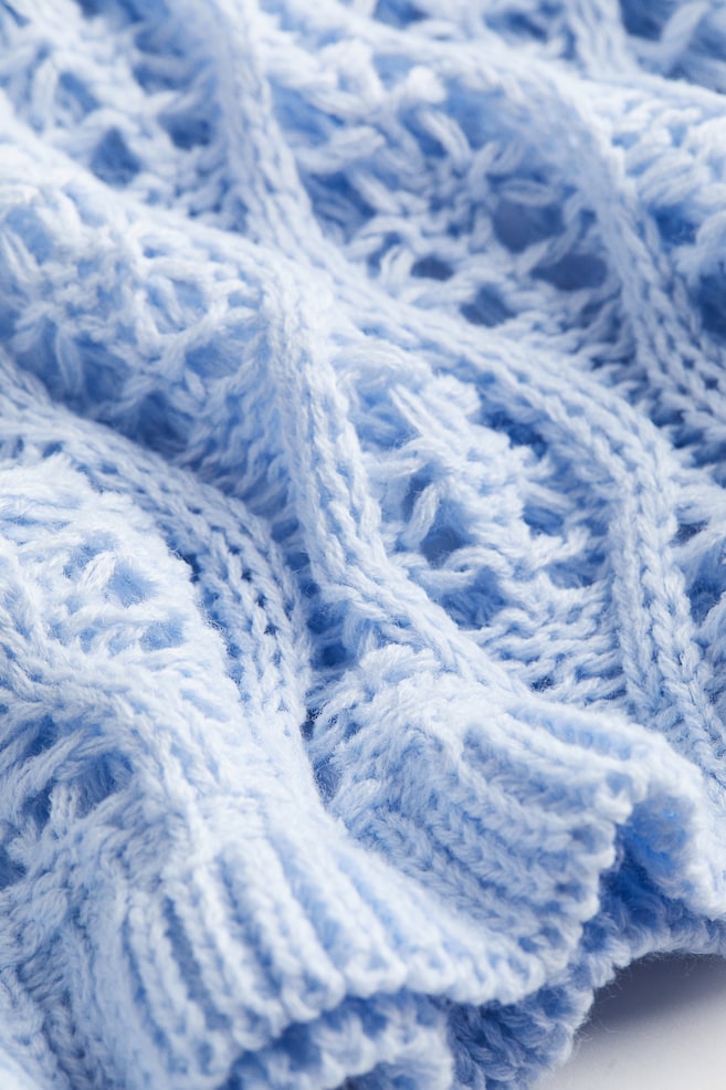 Frill-trimmed pointelle-knit jumper - Light blue/Cream/Greige/Black - 6