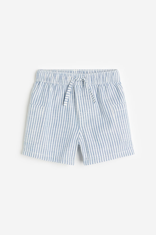 Shorts mit aufgesetzten Taschen - Blau/Gestreift/Gelb/Gestreift - 1