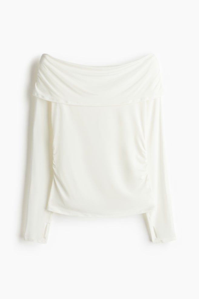 Off-the-shoulder sports top - Ivory/Black - 1