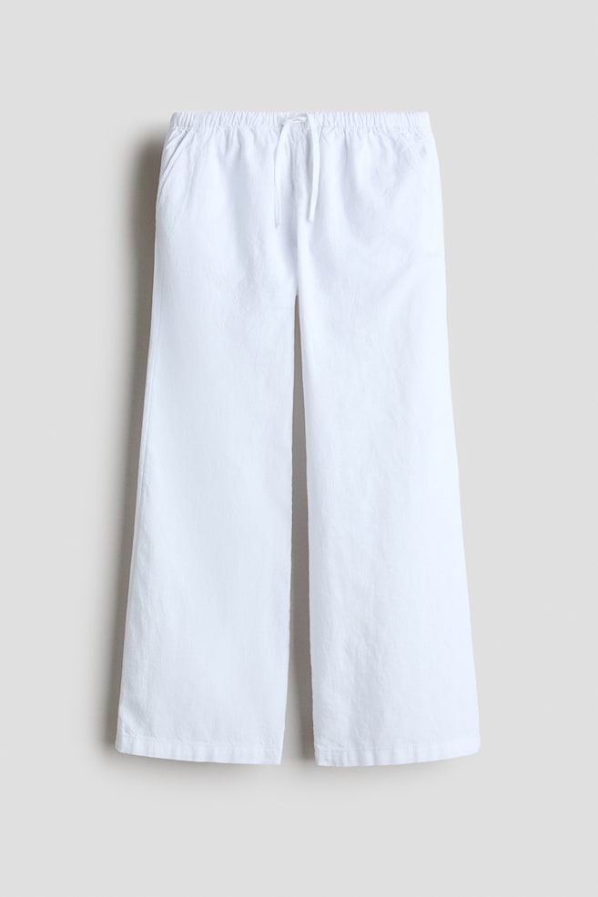 Pantalon en lin mélangé - Blanc/Rose clair - 1