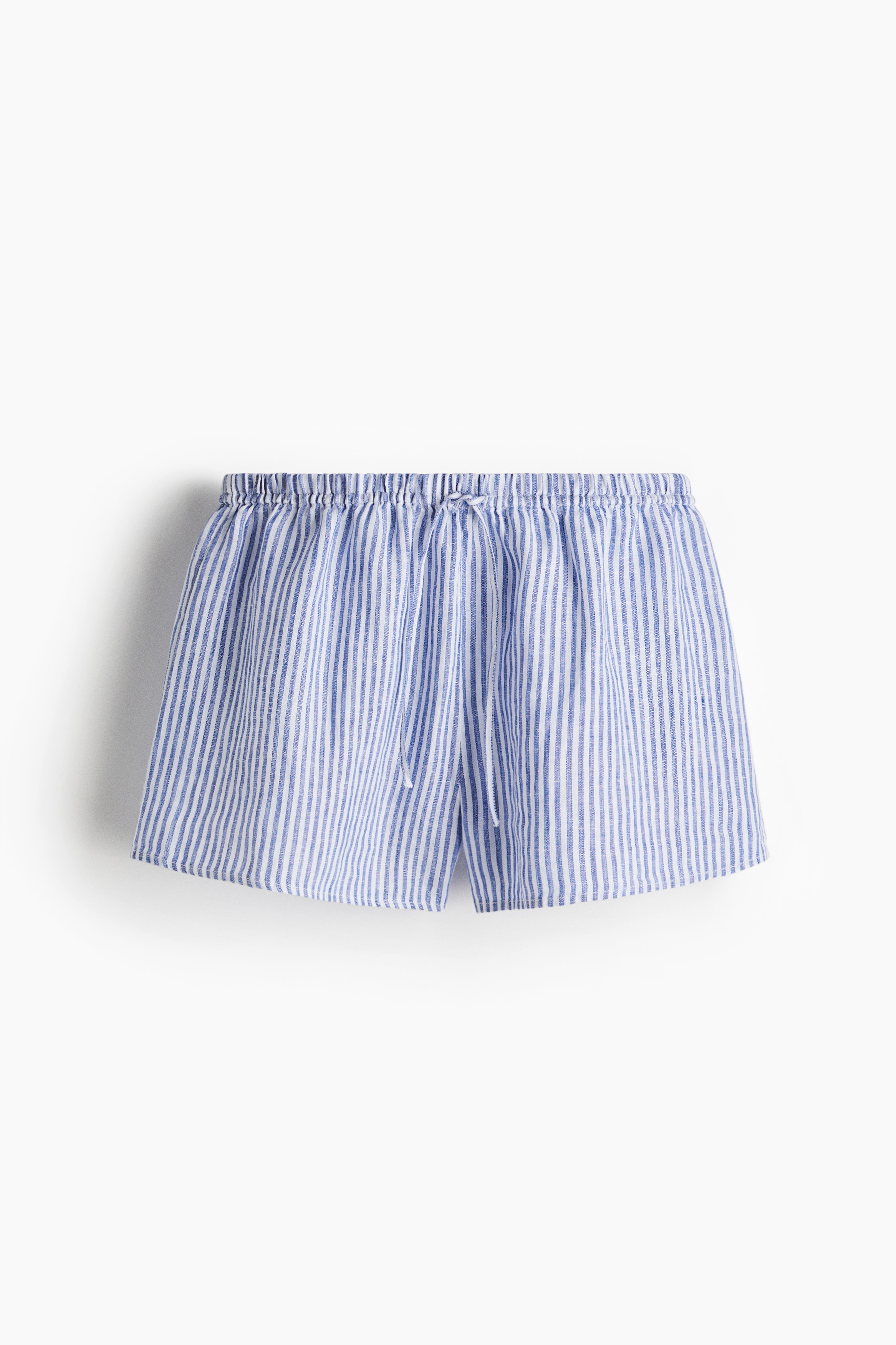 Linen Drawstring Shorts - Blue/Stripe