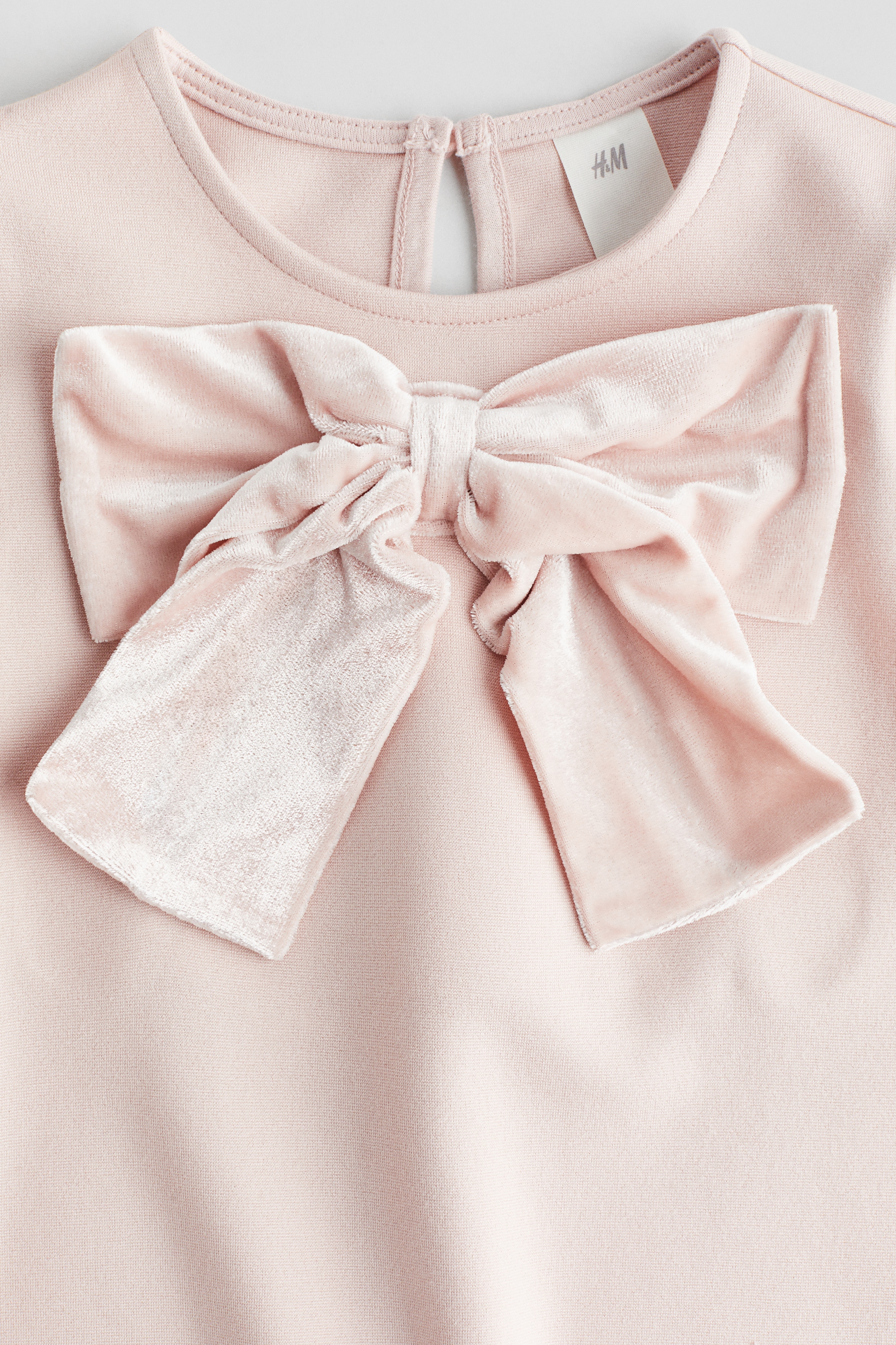 Girls - Light Pink Bow-Detail Jersey Dress - Size: 2T (1 -2Y) - H&M