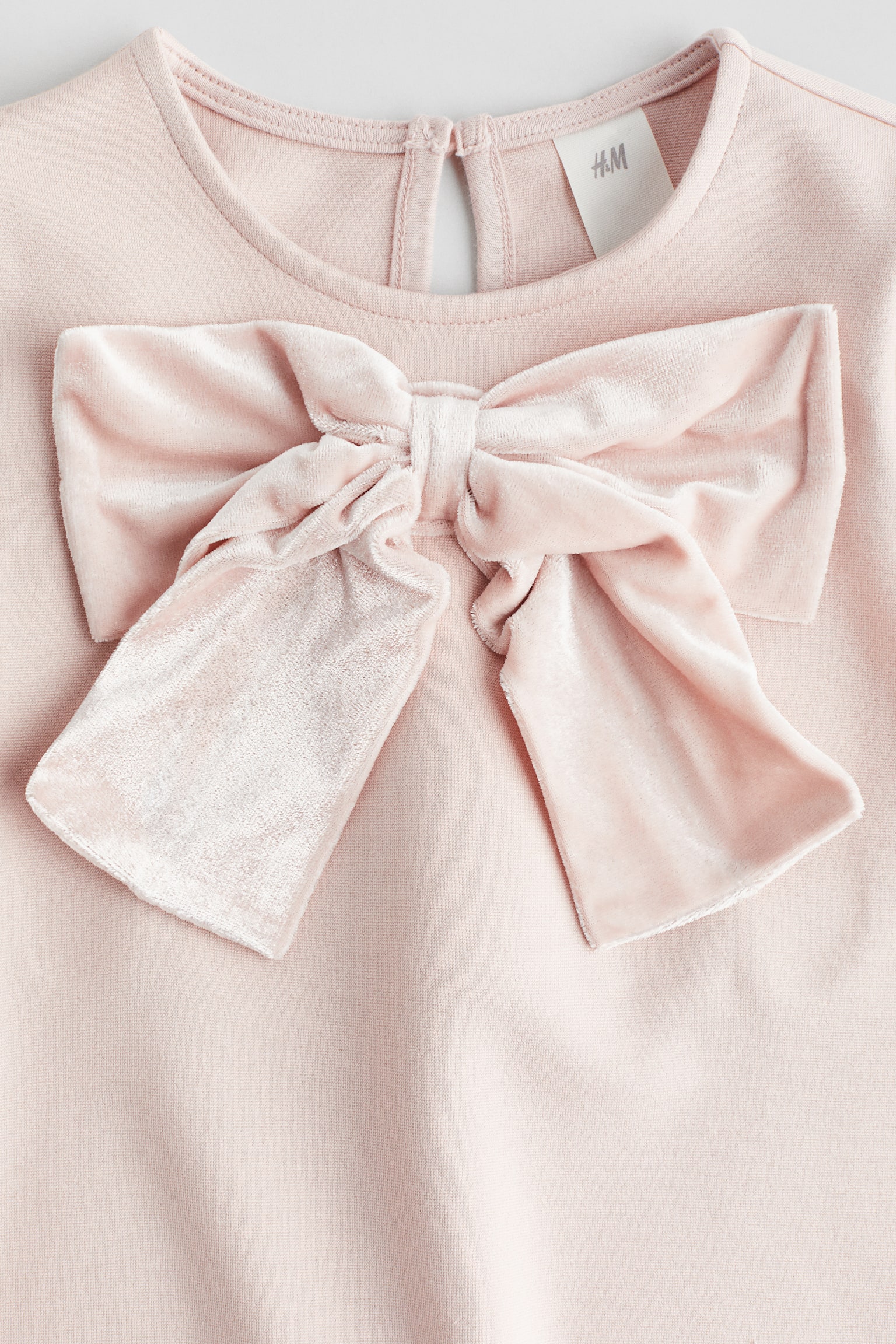 Bow-detail jersey dress - Light pink/Light beige - 2