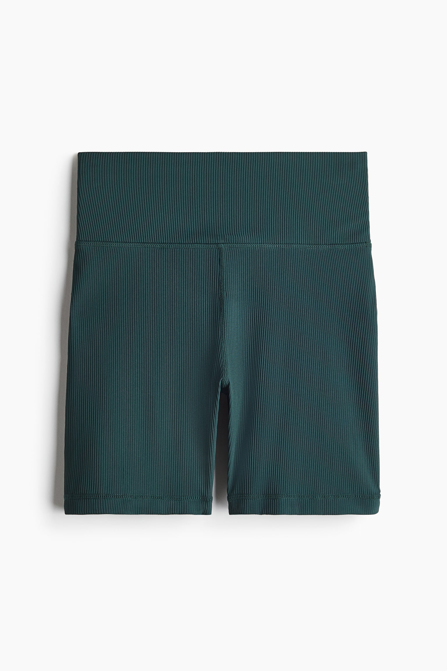 Ribbed Performance Midi Biker Shorts - Deep Emerald/Black - 1