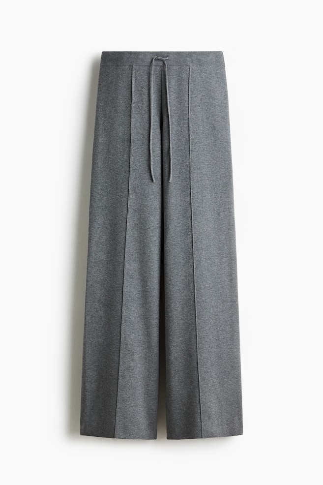 Pantaloni tricotați cu șnur - Gri/Bleumarin - 1