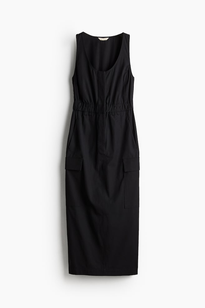 Long cargo dress - Black - 1