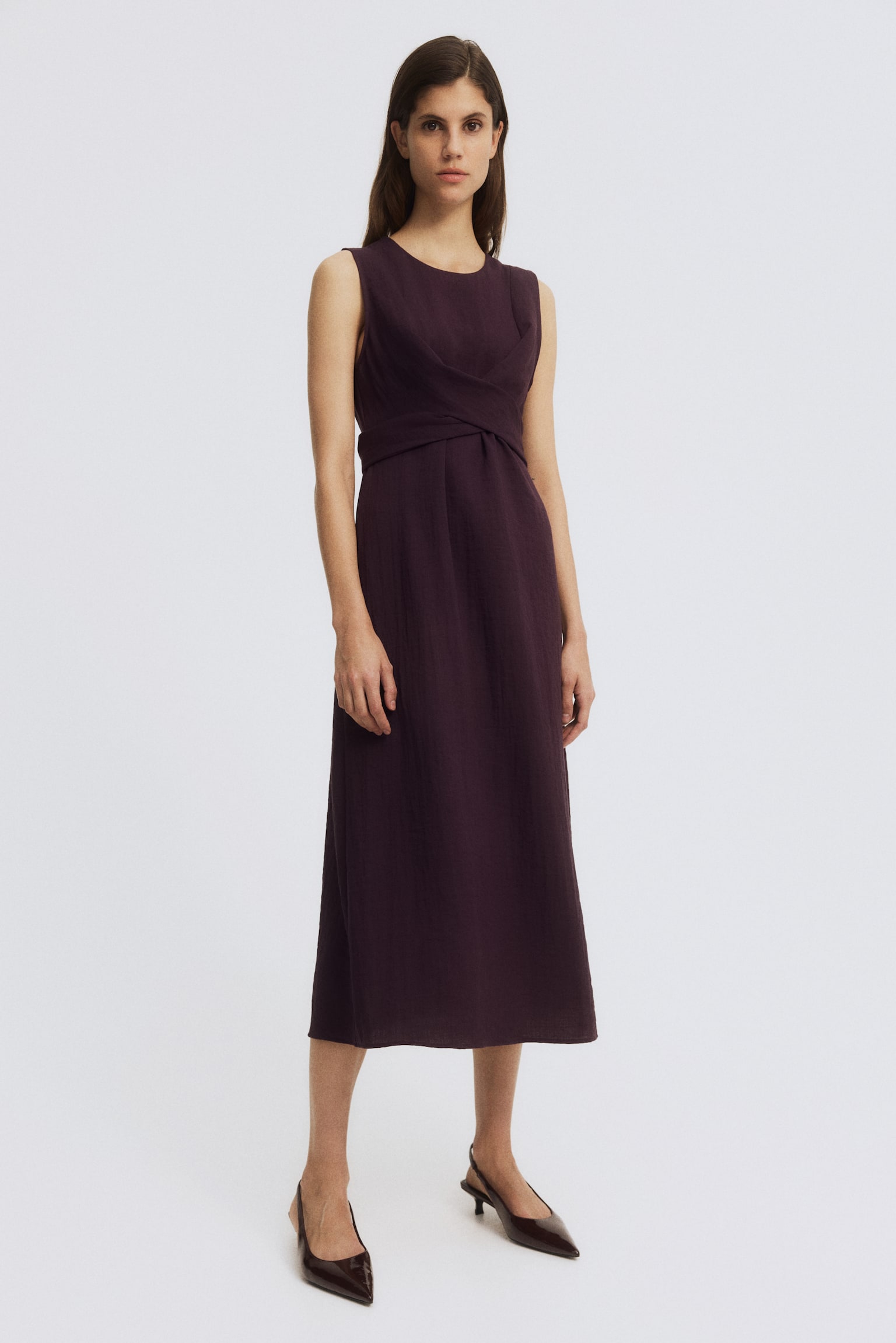MAMA Tie-back nursing dress - Dark plum purple/Green/Black/Khaki green - 3