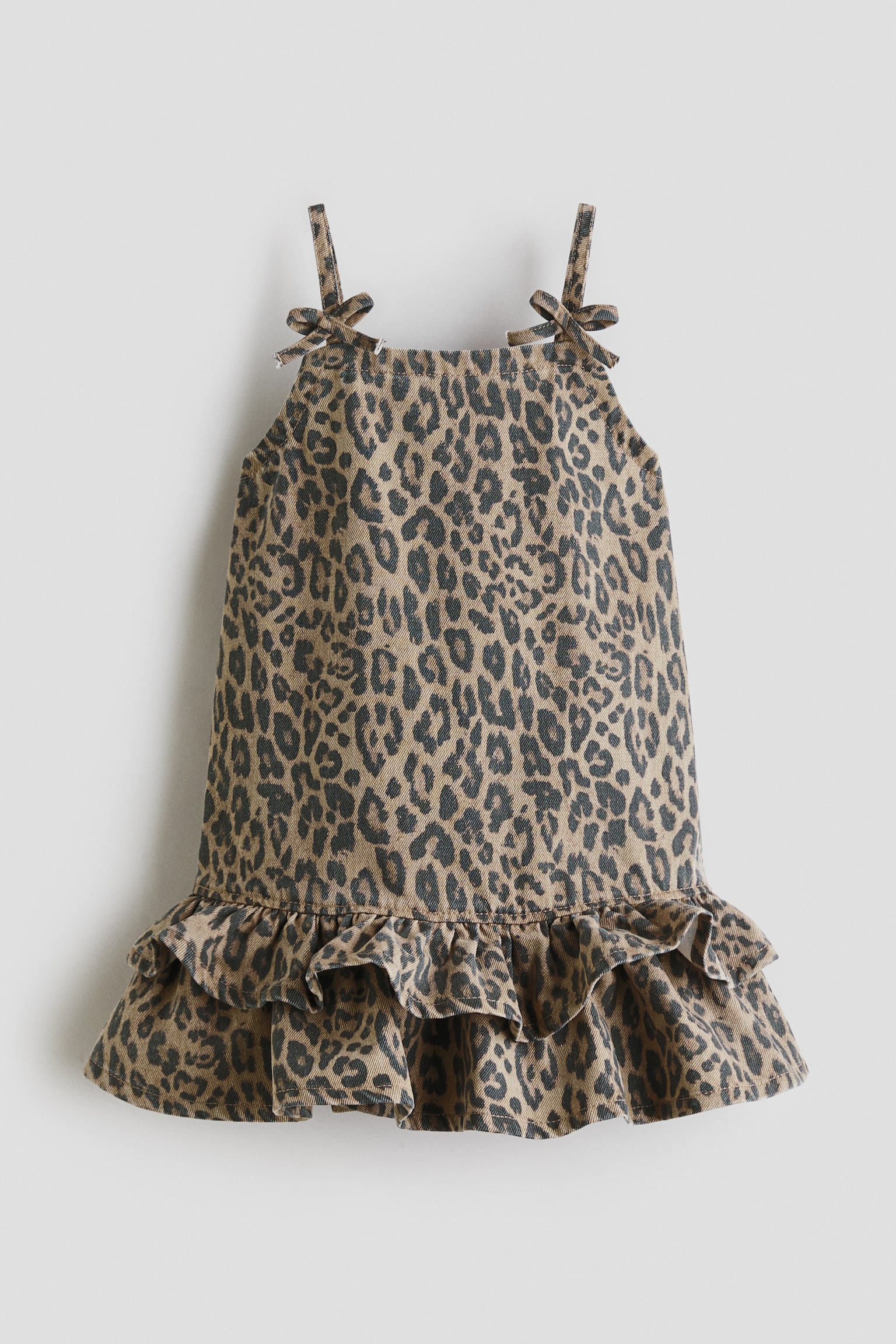 Bow-detail denim dress - Mole/Leopard print/Denim blue