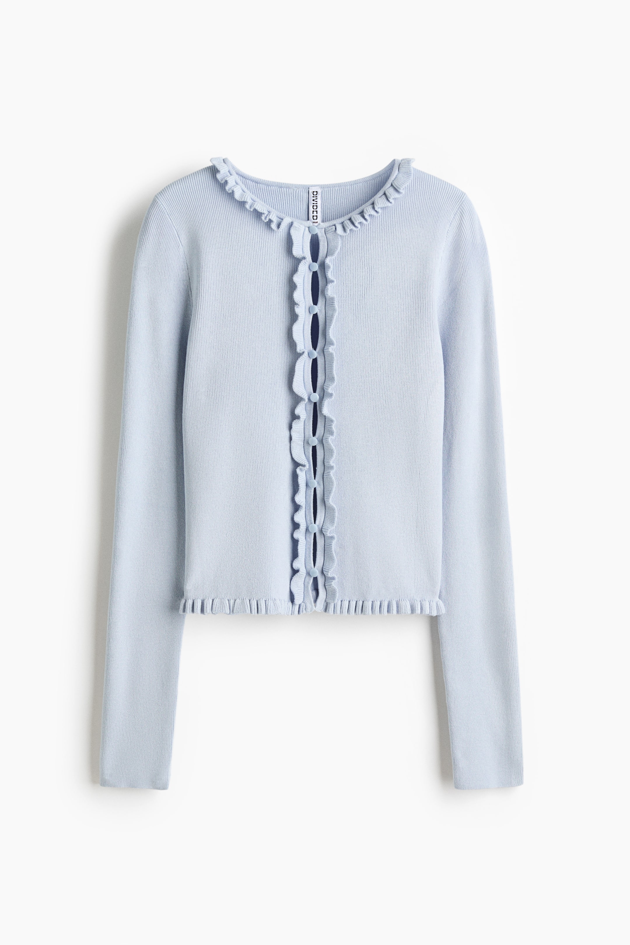 View larger image: Frill-trimmed cardigan - Light blue - Ladies | H&M GB 1