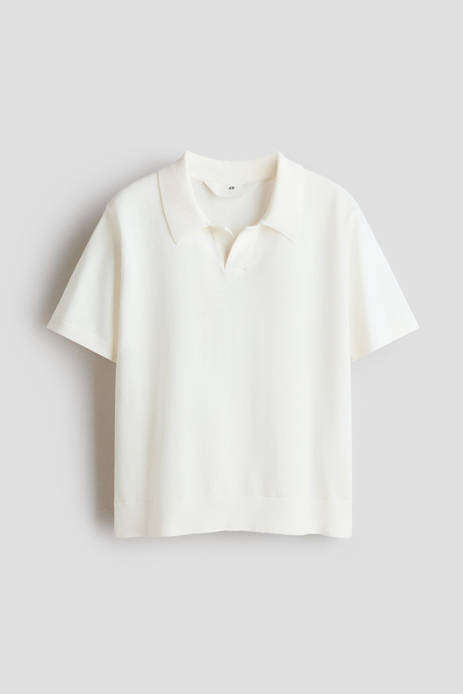 Fine-Knit Cotton Polo Shirt - Cream/Light gray melange/Navy blue - 1