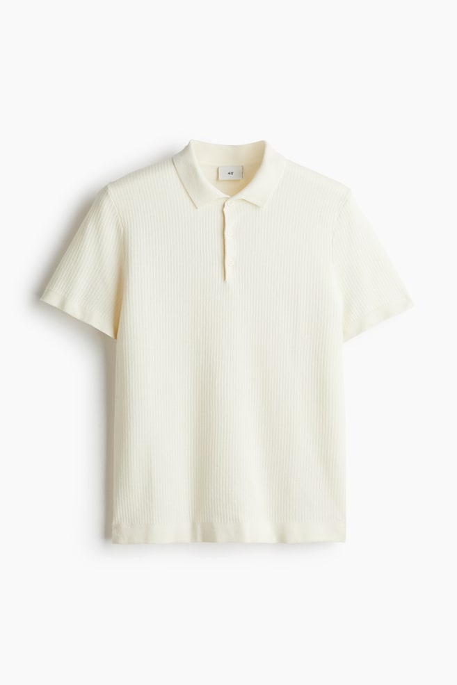 Slim Fit Textured polo shirt - Cream - 1