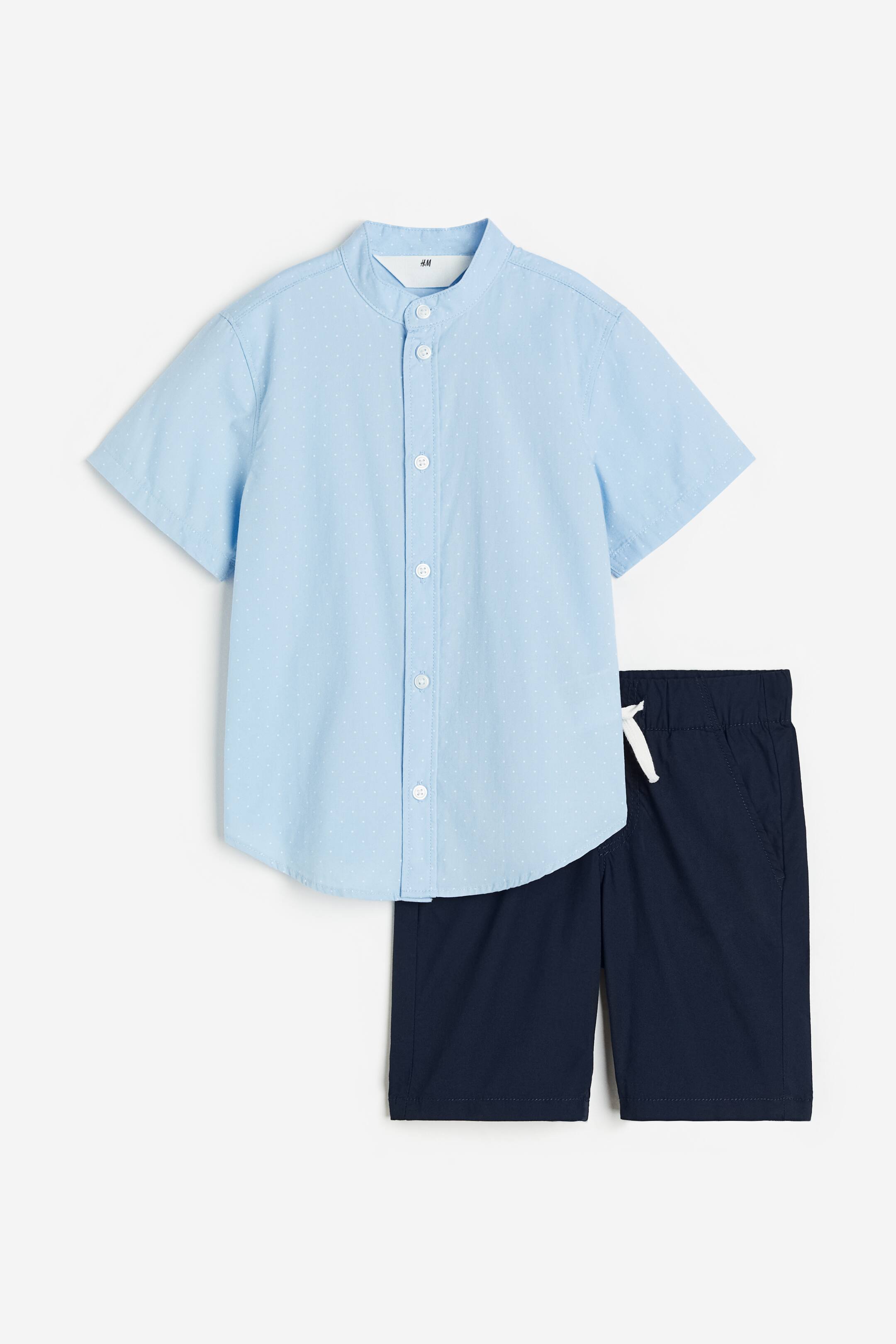 View larger image: 2-piece Cotton Set - Light blue/Navy blue - Kids | H&M AU 1