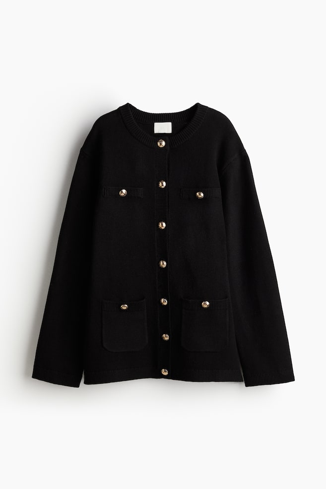 Button-detail cardigan - Black/Dark grey marl/Dark beige/Cream - 1
