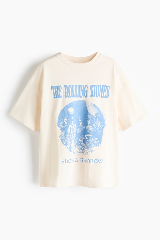 Oversized Printed T-Shirt - Cream/The Rolling Stones/Yellow/Hotel Nuevo Mundo/Black/Condé Nast Glamour/Cream/Nice/White/Condé Nast Glamour/Raspberry red/Primal Scream/Cream/Condé Nast Traveler/White/Condé Nast Traveler/Dark gray/Pink Floyd/Light beige/Sabrina Carpenter - 1