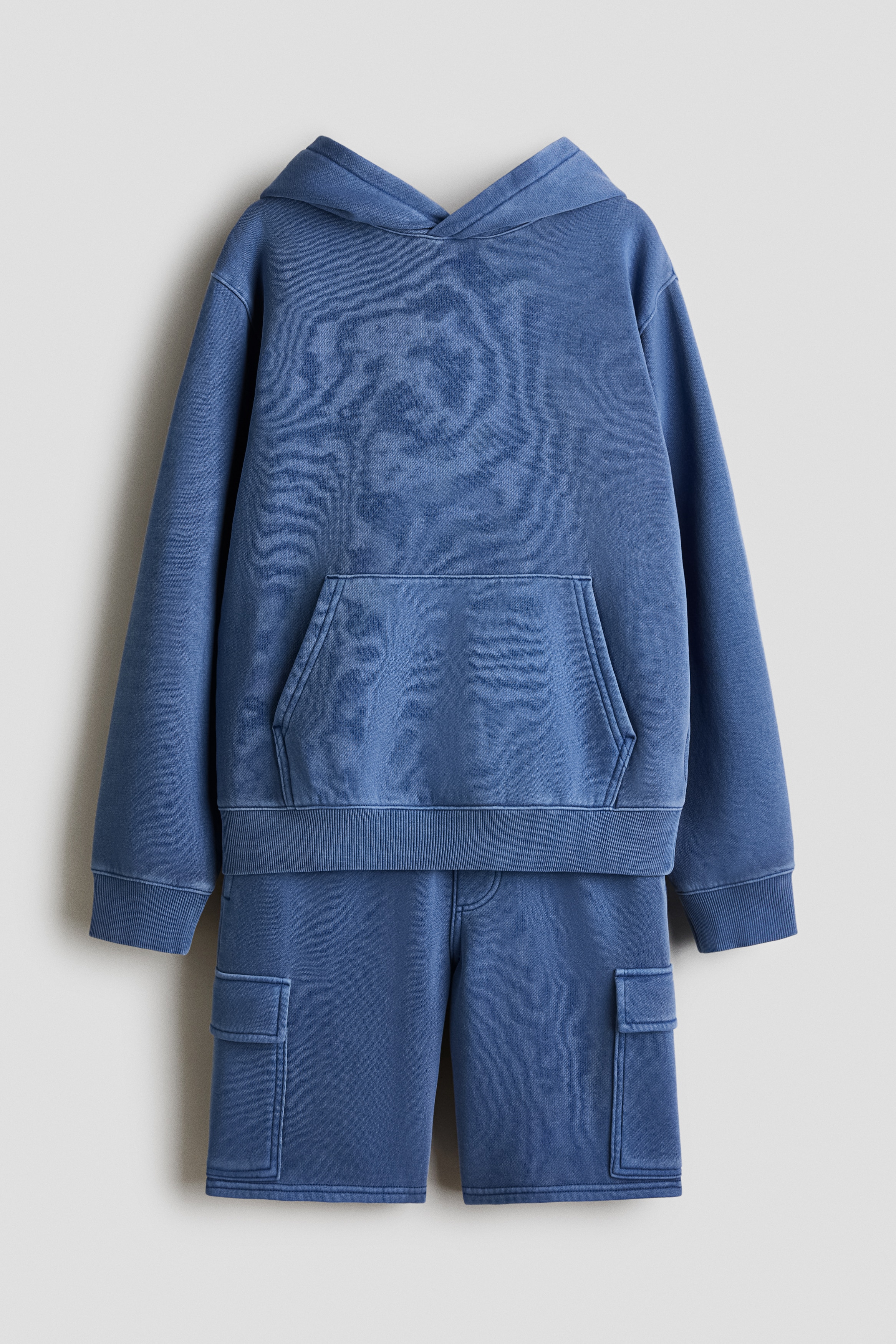 2-delat sweatshirtset - Blå/Tvättad