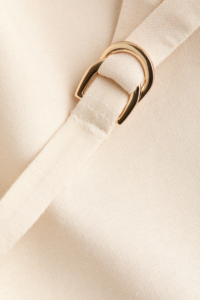 Short-sleeved linen-blend blazer-Light beige - 3
