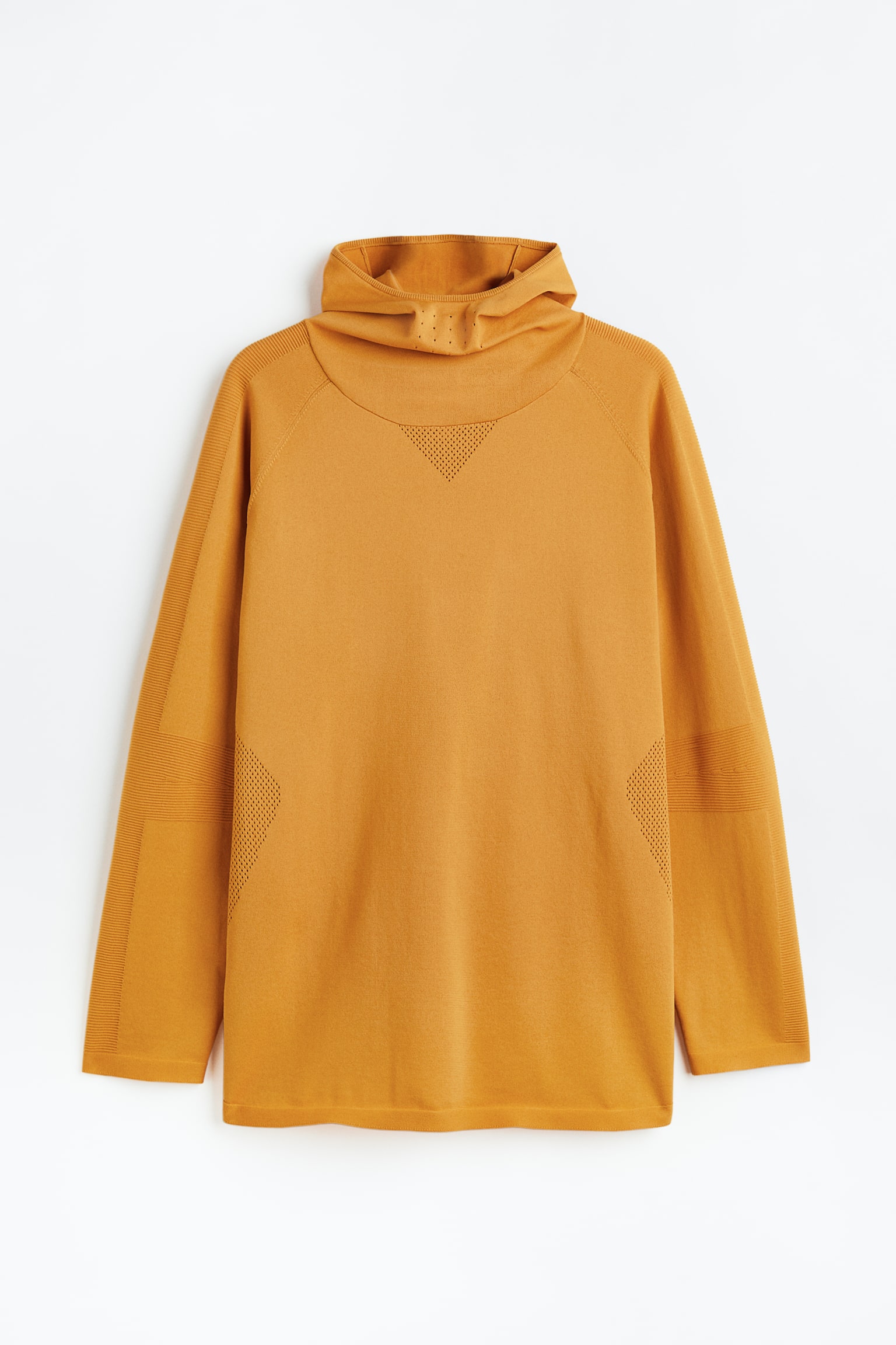 Knitted mid layer hoodie - Mustard yellow - 1