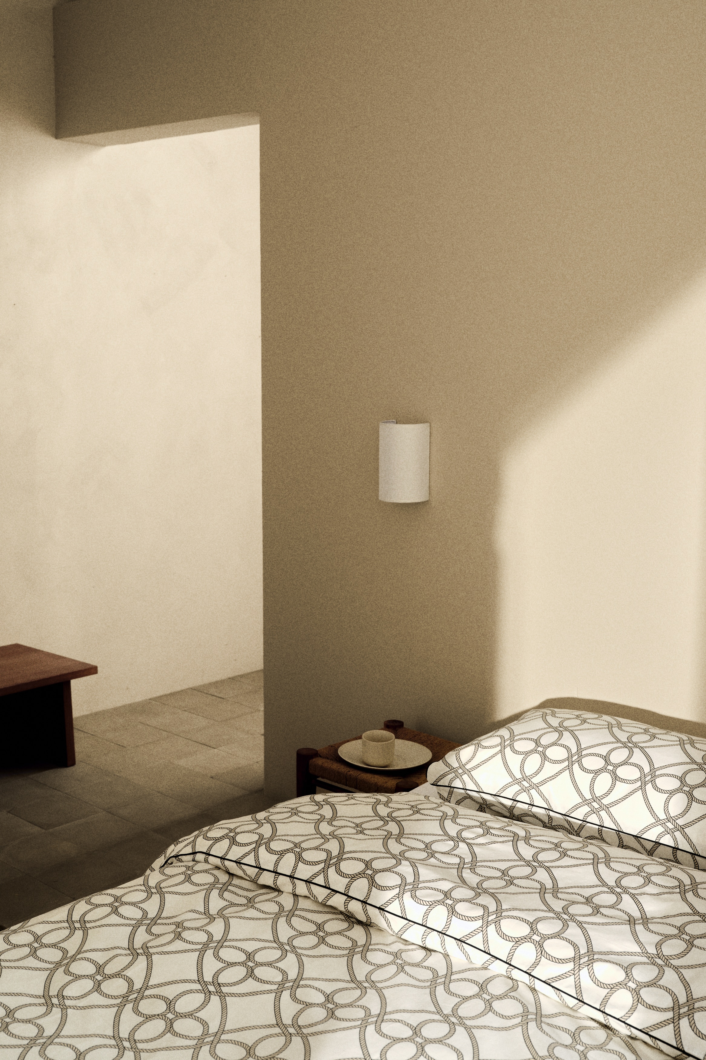 Vzorovaná sada povlečení na jednolůžko - Bílá/béžová/Modrá/vzor