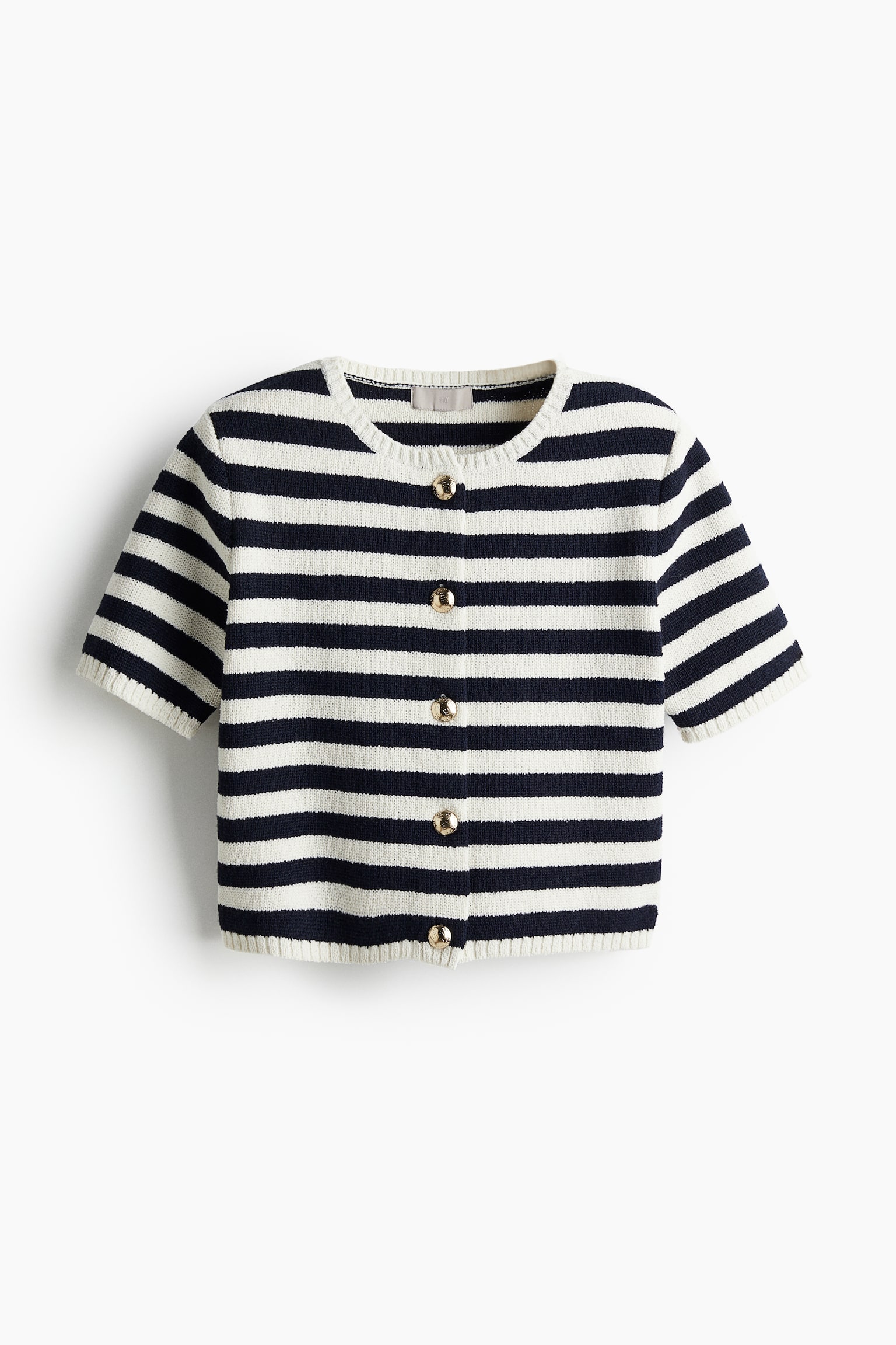 Short-sleeved cardigan - Cream/Striped - 2