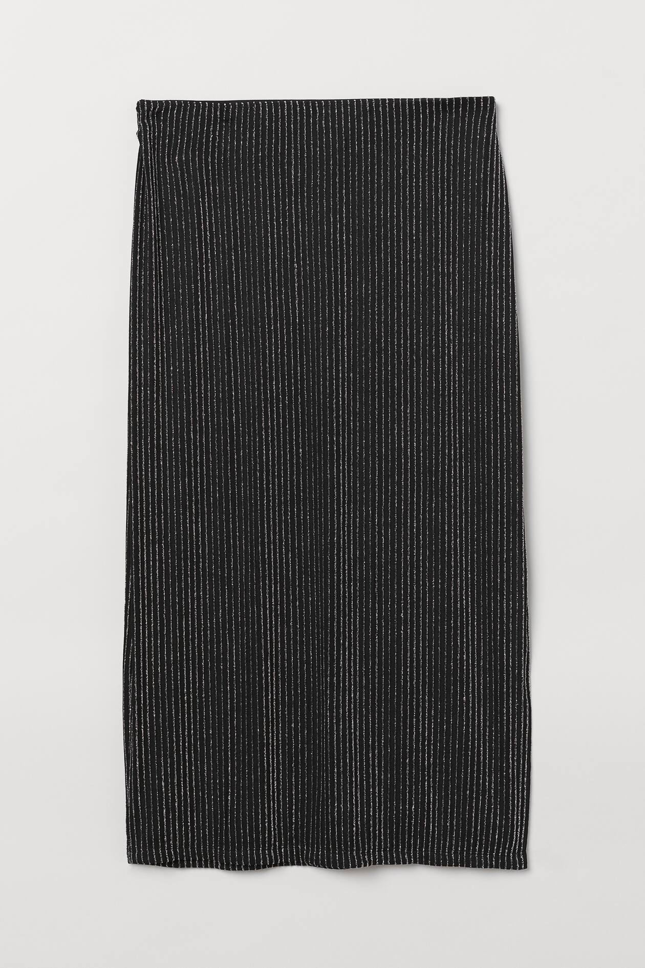 Glittery Pencil Skirt - High waist - Short - Black/striped - Ladies | H ...