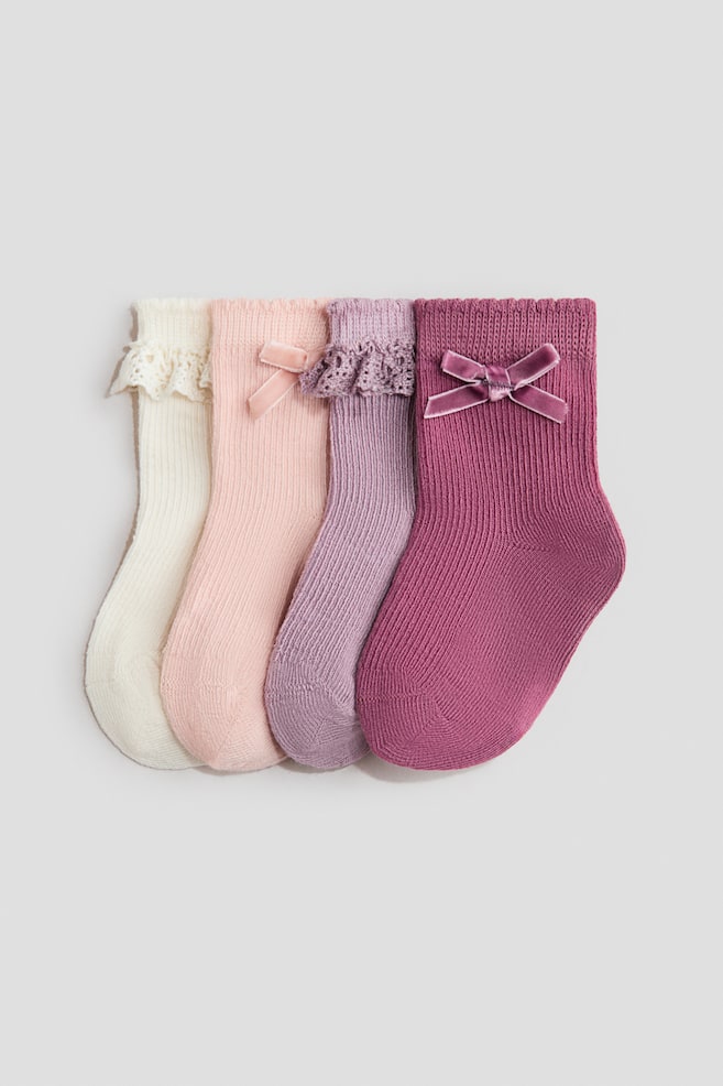 4-pack socks - Light purple/Pink/Light pink/Floral/Beige/Light pink/Pink/Floral/Light pink/Floral/Light pink/Hearts - 1