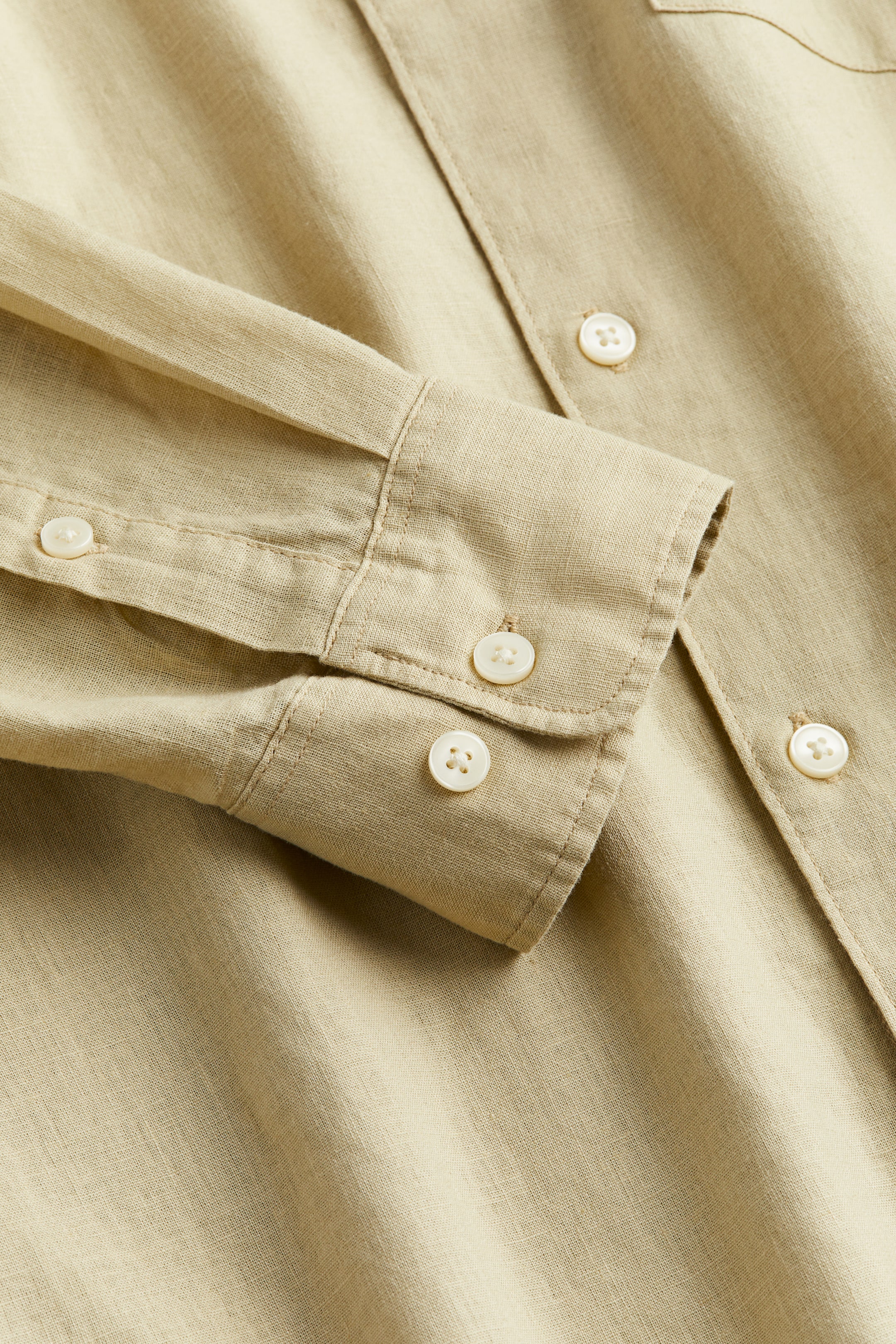 View larger image: Regular Fit Linen-blend grandad shirt - Beige - Men | H&M 2