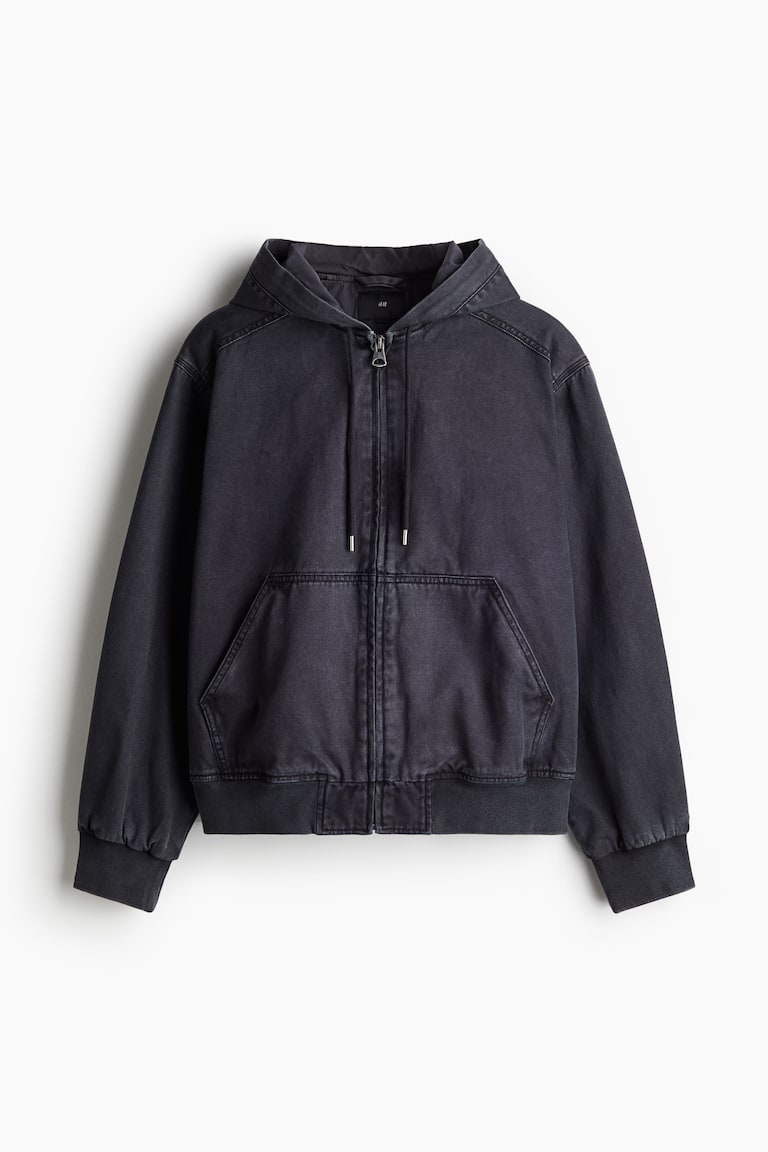 Regular Fit Zip-through jacket Vintage black Men H&M GB