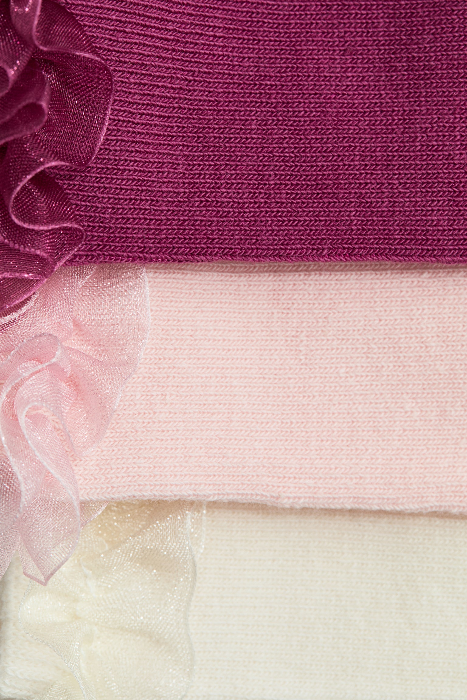 3-pack frill-trimmed socks - Dark purple/Light pink/Cream/Light pink/Light purple - 2