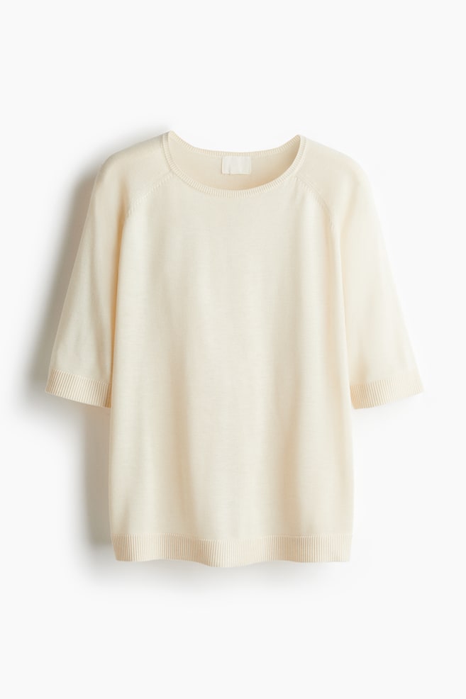 Knitted T-shirt - Cream/Black - 1